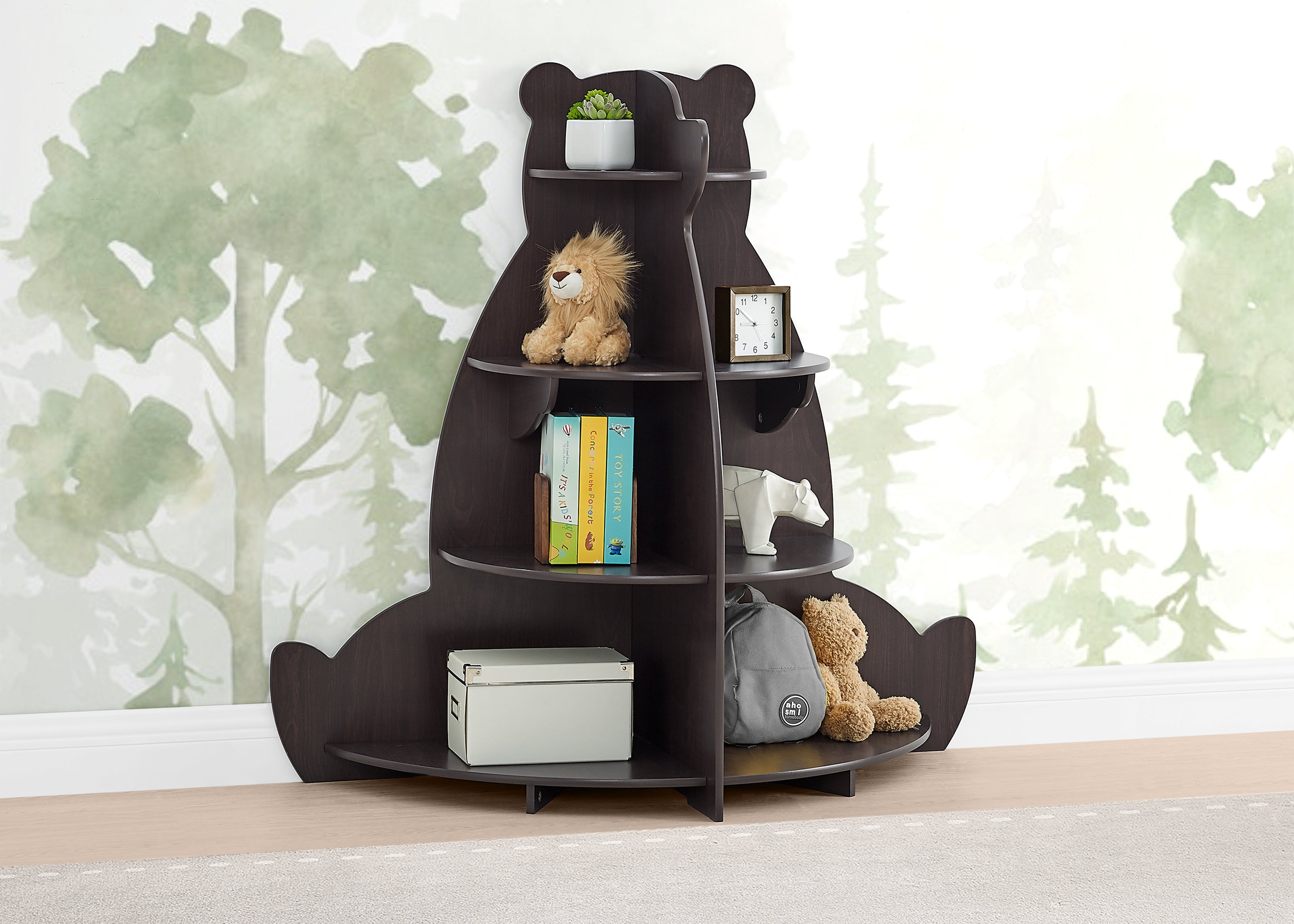 Sturdy Brown Bear Bookcase - Wooden Bookshelf for Home, Office & Kids Room Organization - Perfect for Storing Books, Toys & Decor