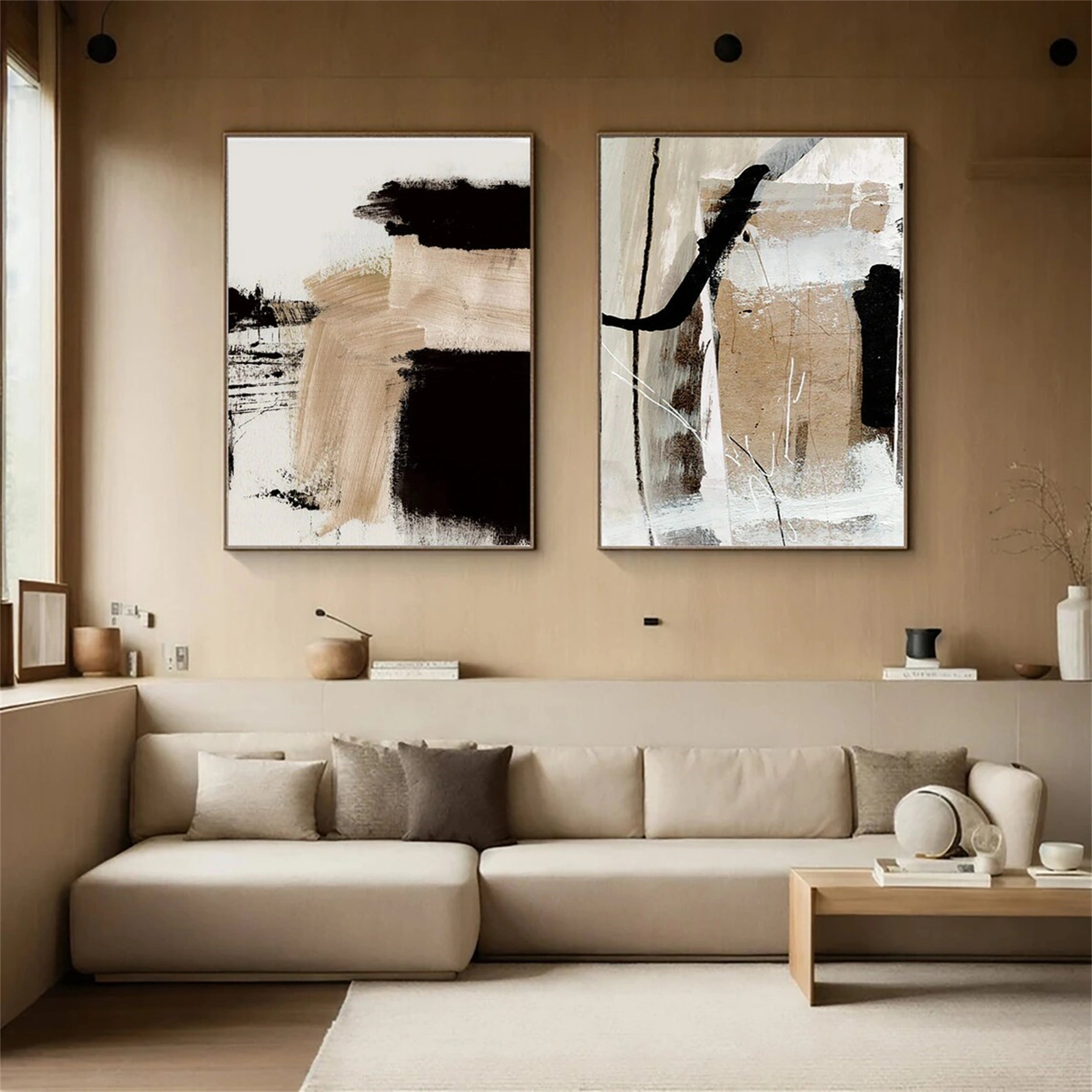 Abstract Painting Set of 2 - Modern Wall Art Decor for Living Room, Bedroom & Office | #AB 098