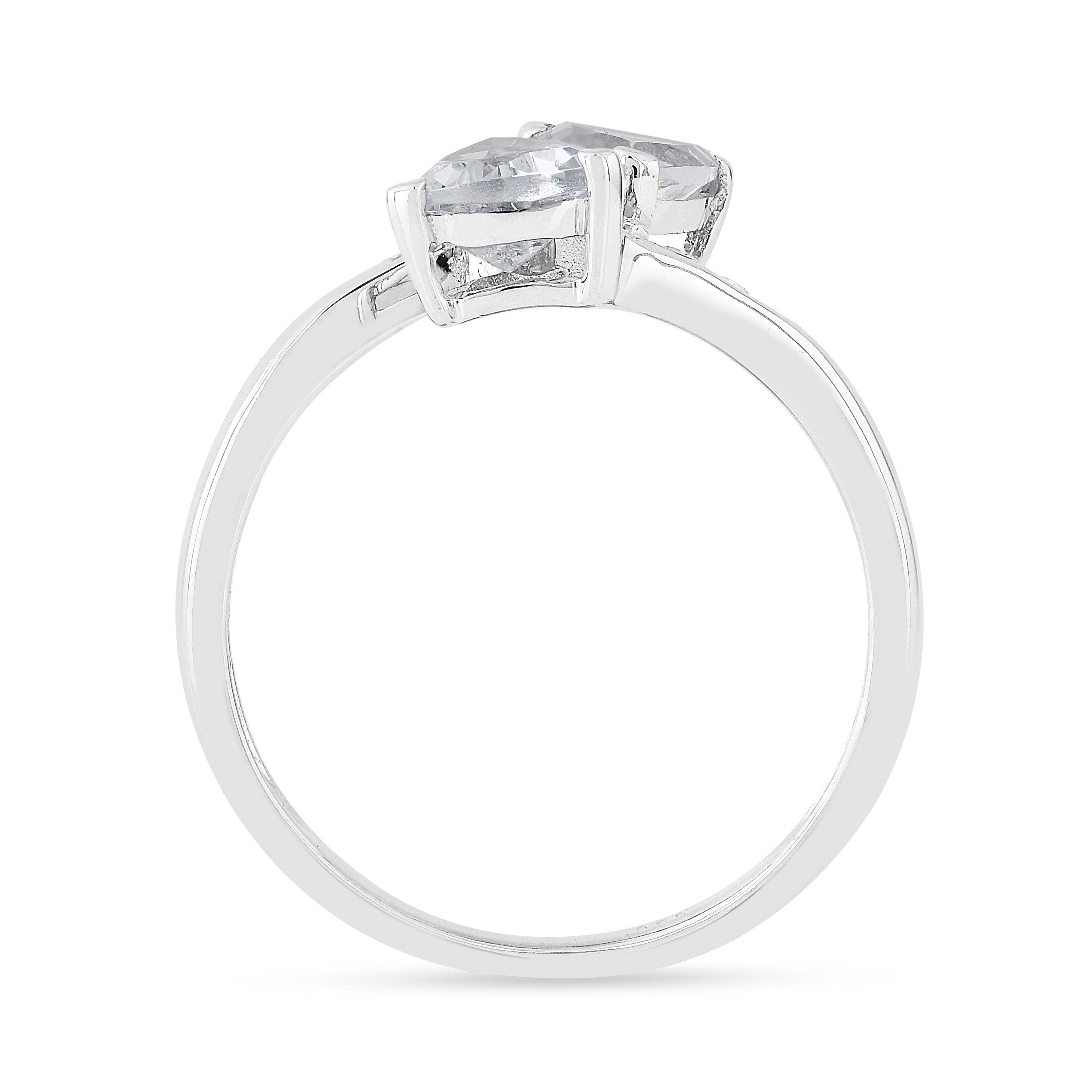 Trillion Cut Aquamarine and Diamond Dual Stone Ring – Elegant Jewelry for Women, Perfect for Weddings, Anniversaries & Special Occasions