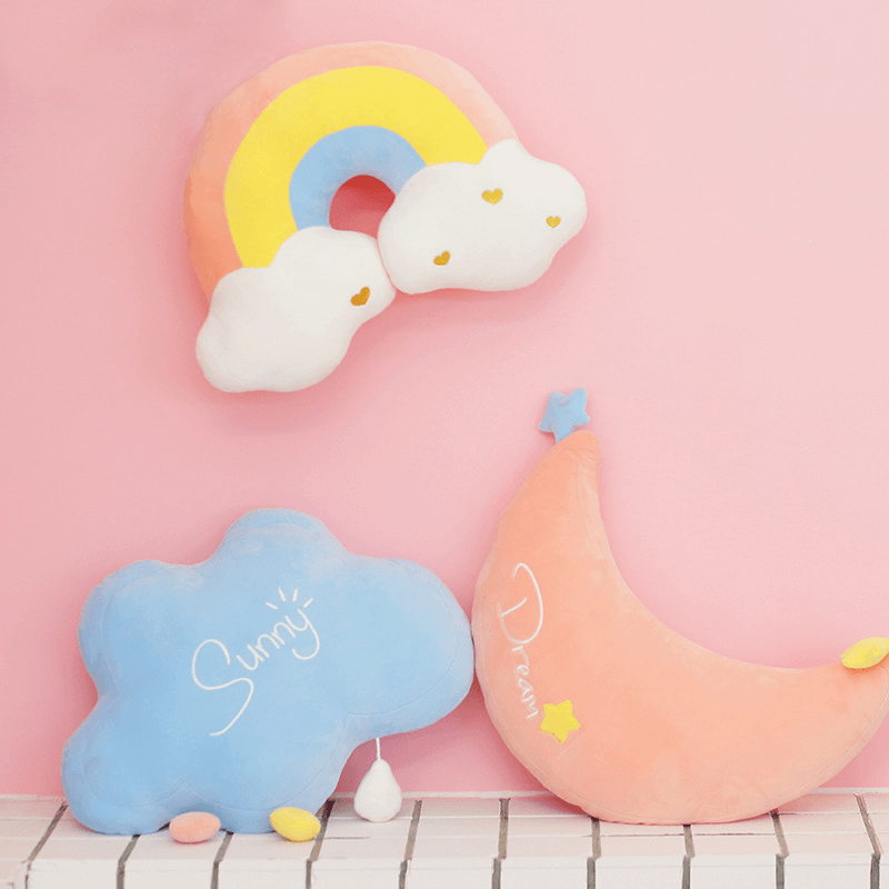 Soft Rainbow Plush Pillow - Cute & Comfortable Hugging Pillow for Kids & Adults - Perfect for Bedroom Decor, Gifts, and Cozy Nap Time