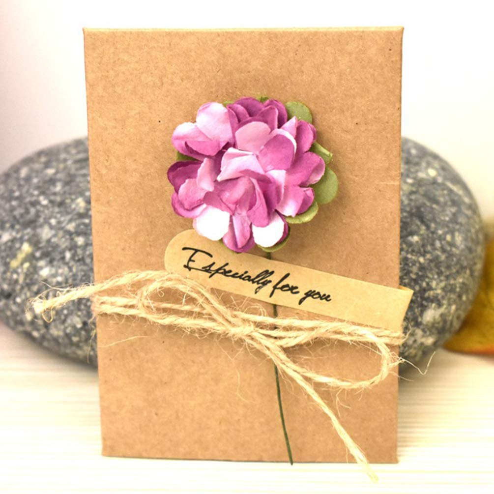 10pcs Vintage Dried Flowers Greeting Cards - Valentine's Day Note Cards, Kraft Paper Invitations, DIY Wish Cards (Random Styles) - Perfect for Weddings, Anniversaries & Romantic Gifts