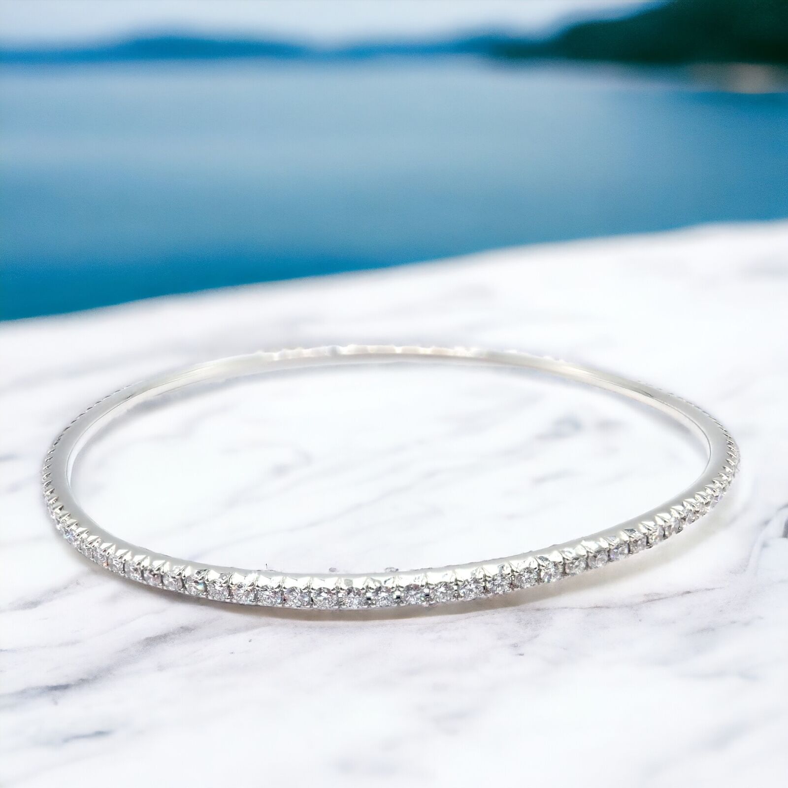 Authentic Tiffany & Co Metro 18k White Gold Diamond Bangle Bracelet - Luxury Jewelry Gift for Women, Perfect for Weddings, Anniversaries & Special Occasions