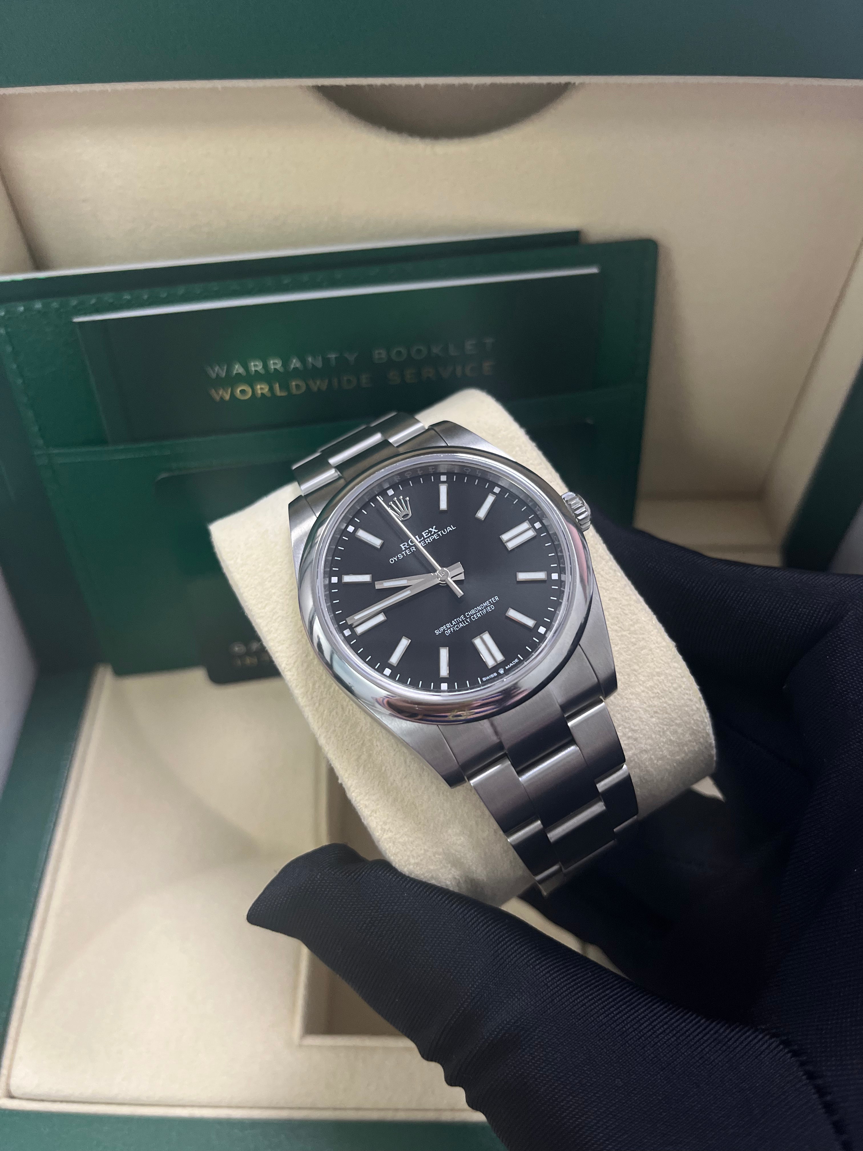 Rolex Oyster Perpetual 41mm Men's Watch - Black Dial Stainless Steel Automatic 124300 | Luxury Dress Watch for Business, Formal Events & Everyday Wear