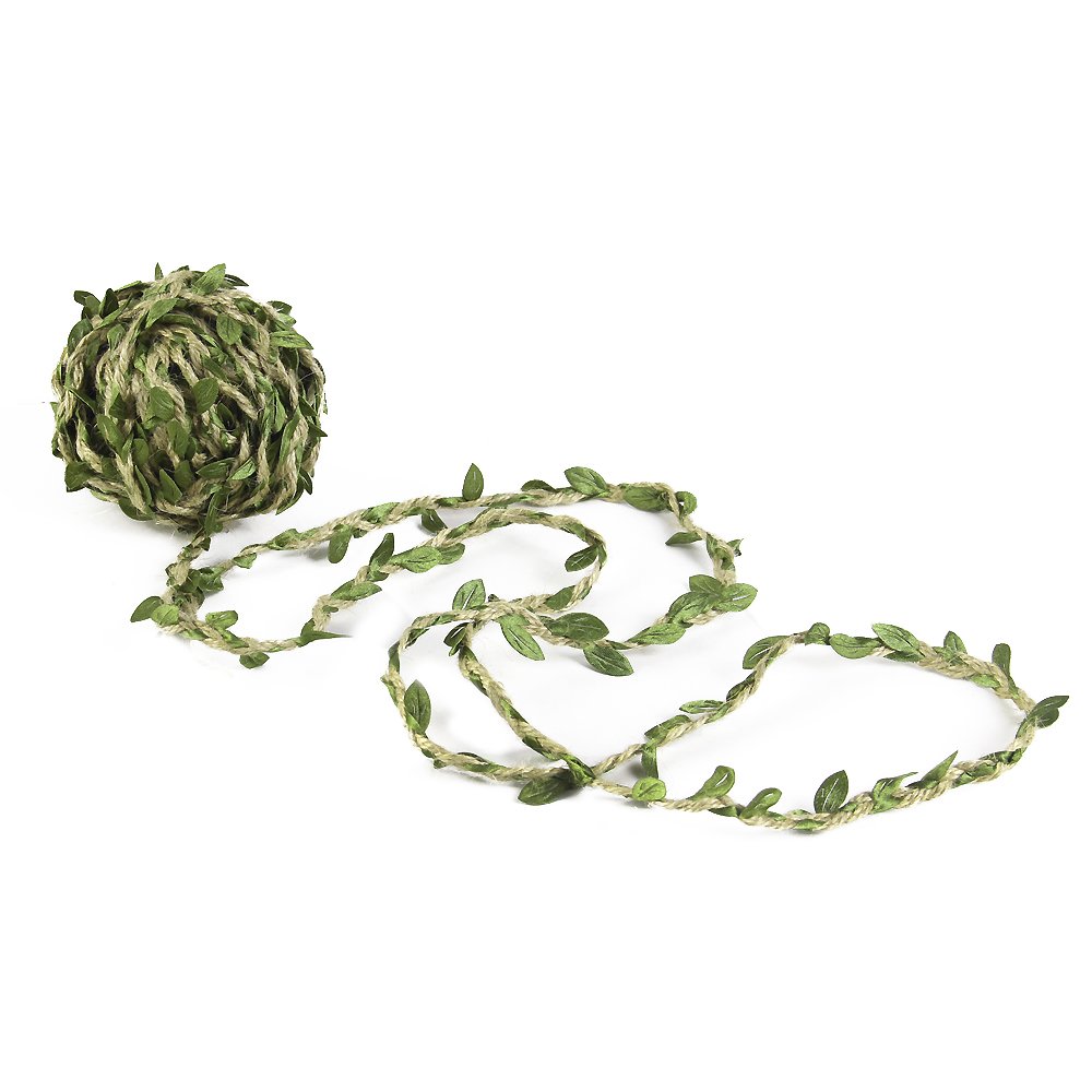 Natural Hemp Jute Twine Burlap Leaves Leaf Trim Ribbon - 30 Feet 10 Yards for DIY Craft Decoration, Gift Wrapping, and Wedding Party Decor