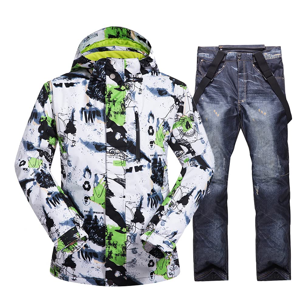 Men's Windproof Waterproof Snowsuit Set - Winter Ski Jacket & Snowboard Pants for Cold Weather - Ideal for Skiing, Snowboarding & Outdoor Winter Sports