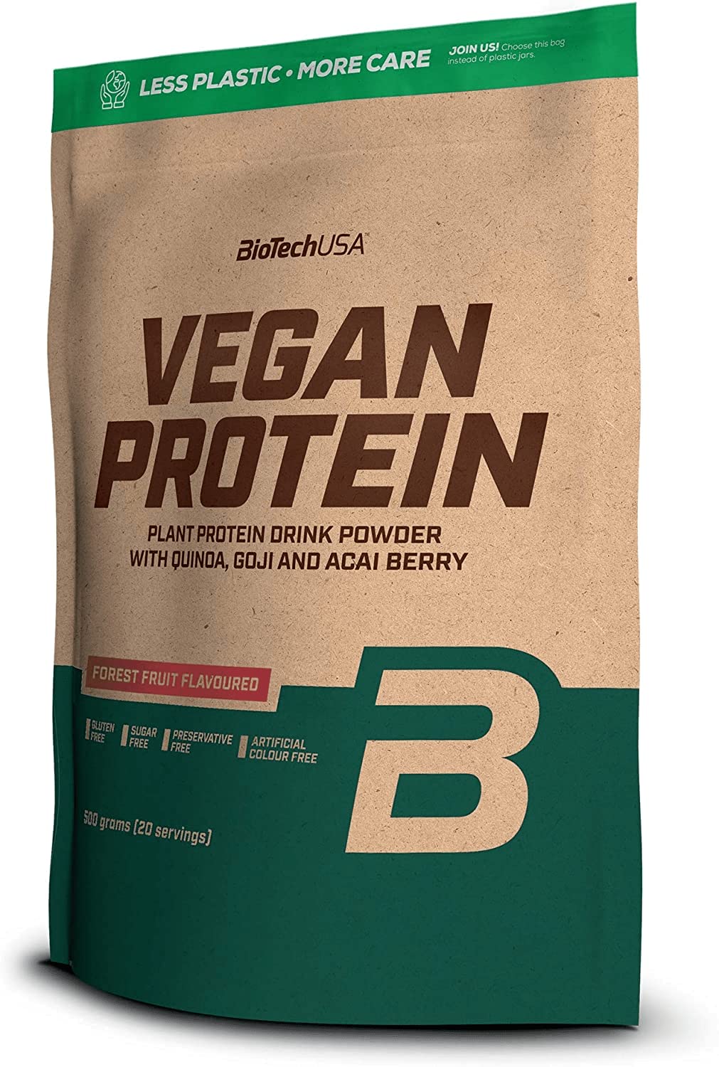 Biotech USA Rice Protein Powder - Forest Fruit Flavor 500g | Vegan Plant-Based Protein Supplement for Muscle Recovery & Workout | Perfect for Smoothies, Baking & Post-Workout Shakes