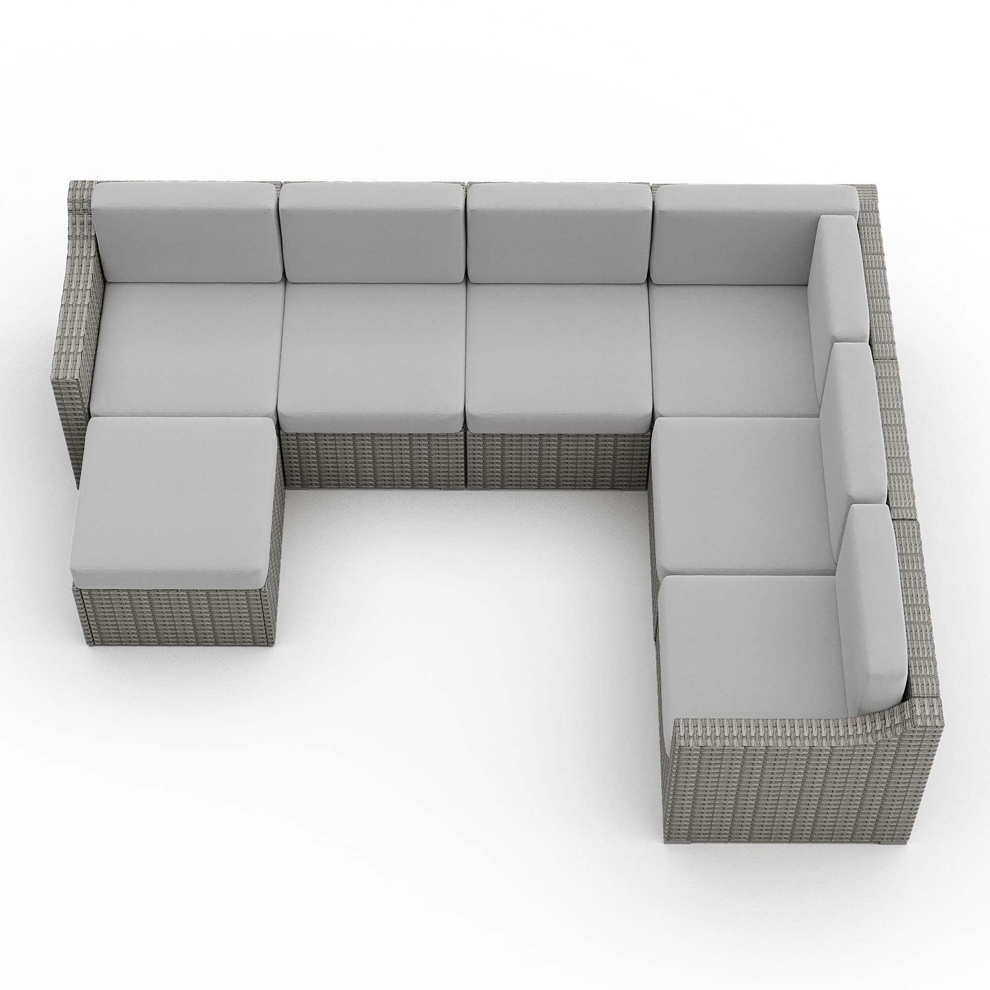 HAPPATIO 7-Piece Patio Conversation Set - All-Weather Rattan Wicker Outdoor Sectional Sofa with Multiple Combination Options (Gray/Beige) - Perfect for Backyard, Garden, Poolside, and Patio Relaxation