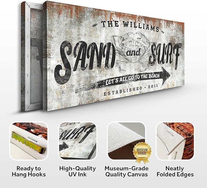 Personalized Coastal Beach Sign Wall Decor - Large 48