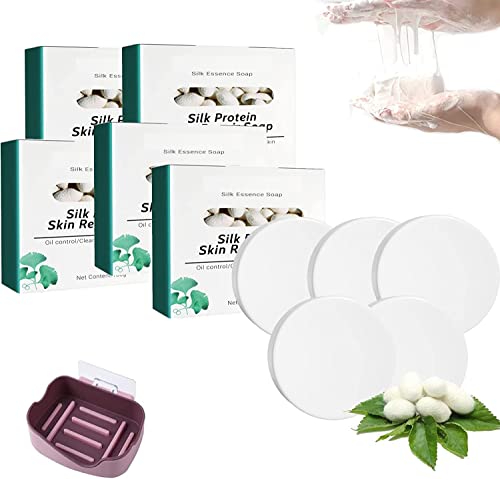 SkinFerm Collagen Milk Whitening Soap with Silk Protein - Skin Repair, Exfoliating & Brightening Soap for Dull, Uneven Skin - Smooth & Soft Complexion for Face & Body (5PCS) - Perfect for Daily Skincare Routine, Spa Treatment & Gift Giving