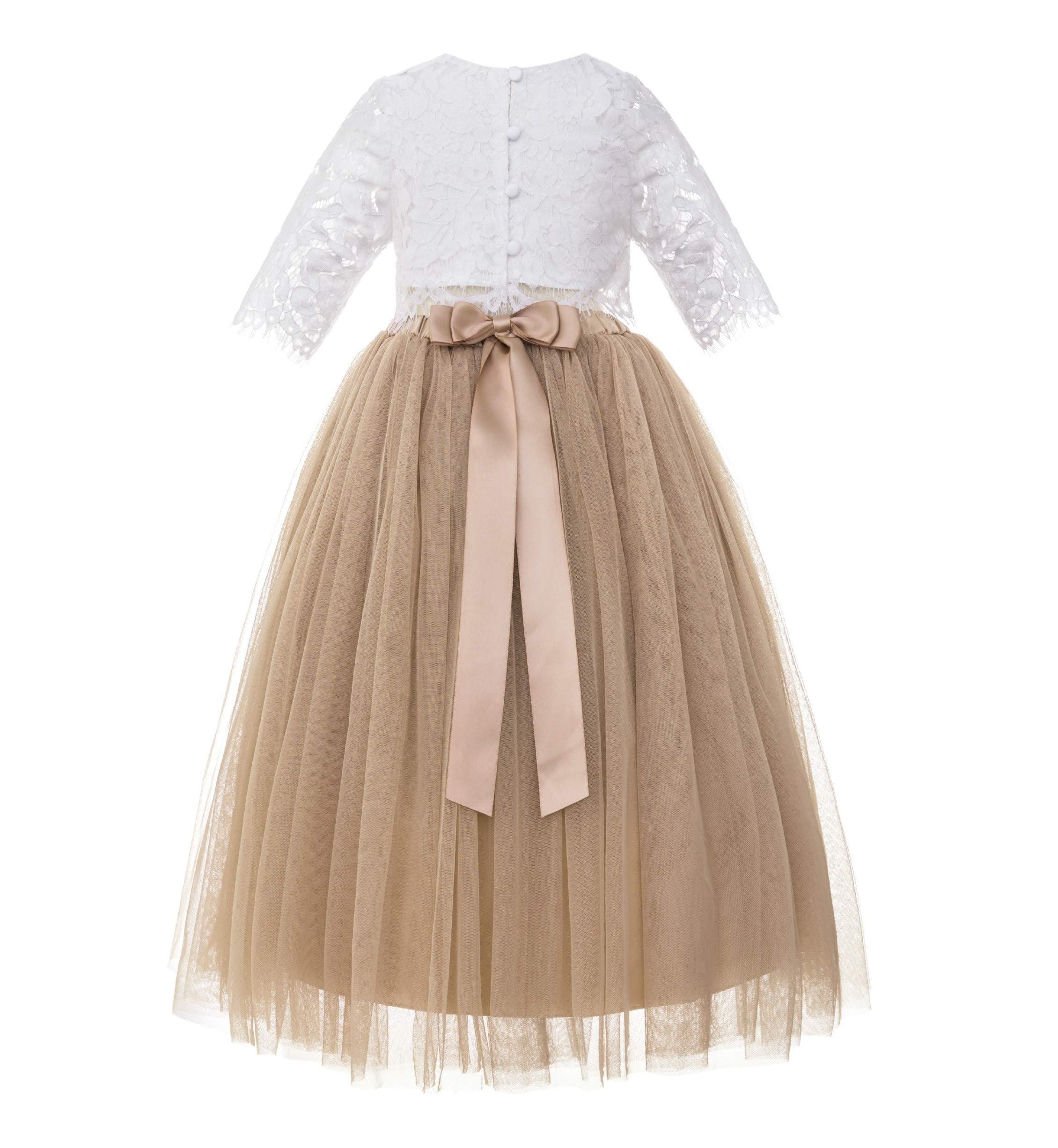 Elegant Eyelash Lace A-Line Tulle Flower Girl Dress for Kids - Pretty Princess Gown LG5 | Perfect for Weddings, Birthday Parties & Special Occasions