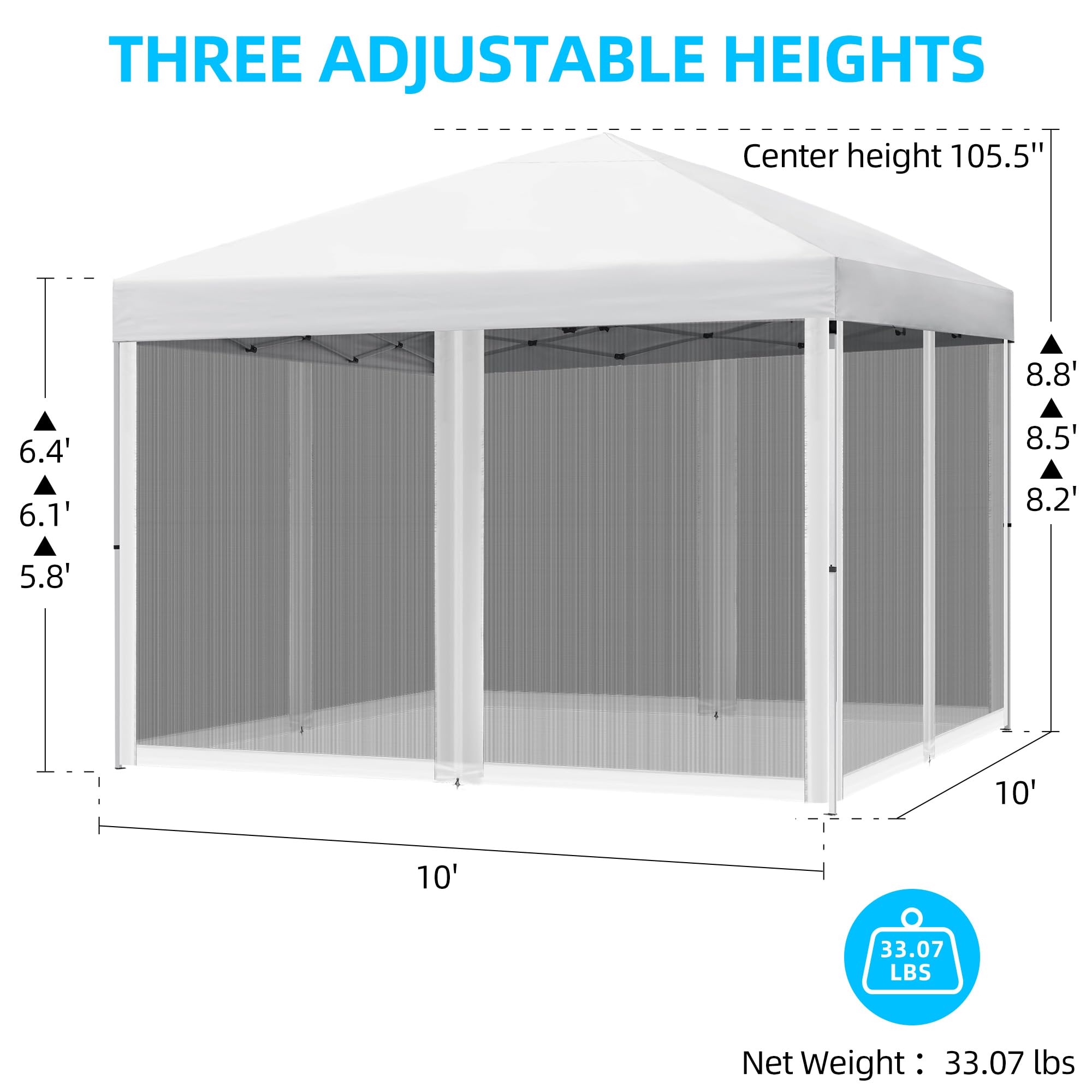 DWVO 10x10 Pop Up Canopy Tent with Netting - Easy Setup Outdoor Screen House with Carry Bag - Perfect for Patio, Beach, Camping & Picnics (White) | Portable Shelter for Parties, Backyard & Outdoor Events