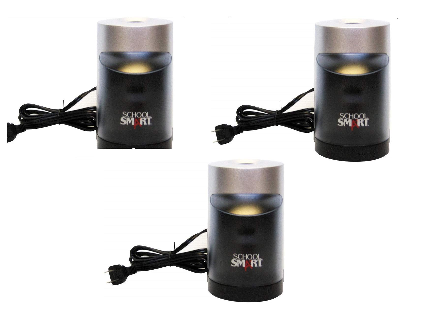 School Smart Electric Pencil Sharpener - 6 x 4 Inches, Heavy Duty for Classroom & Office Use (3 Hole, 1 Pack) - Perfect for Teachers, Students & Artists