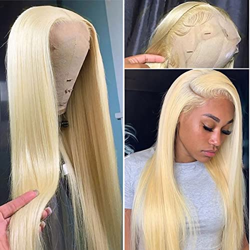 Smavida 13x4 Honey Blonde Lace Front Wig - 100% Remy Brazilian Human Hair, Glueless #613 Lace Frontal Straight Wig with Pre-Plucked Hairline & Baby Hair | Perfect for Daily Wear, Cosplay, and Special Occasions