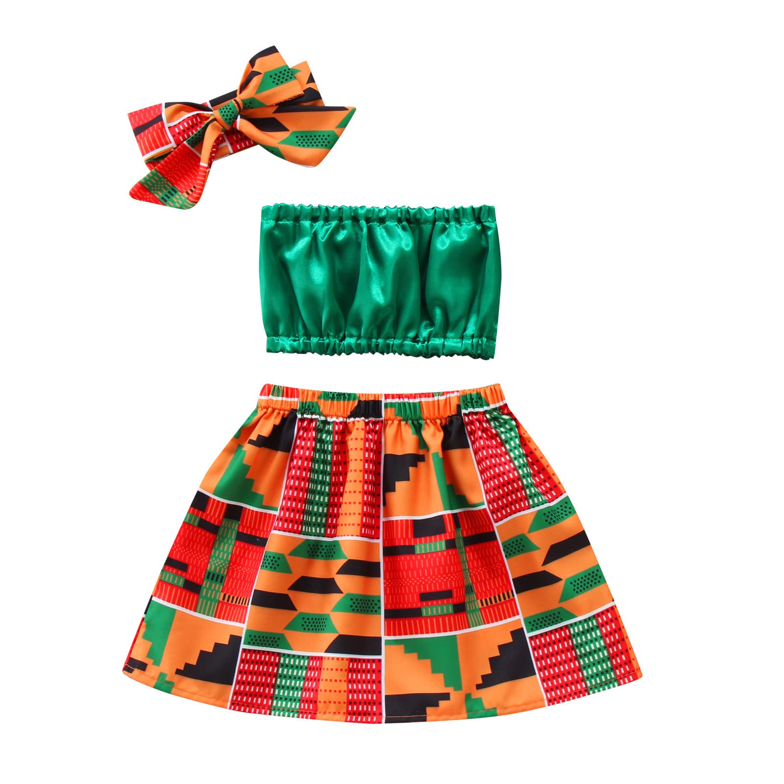 RNTOP African Dashiki Baby Girl Clothes Set - Stylish Toddler Summer Vest Outfit with Headband | Perfect for Casual Wear, Photoshoots & Cultural Celebrations