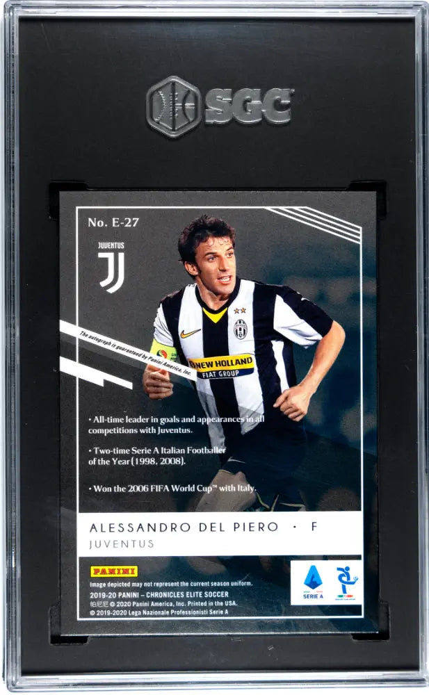 2019-20 Panini Chronicles Alessandro Del Piero Elite Auto Serie A #E 27 SGC 9.5 Graded Soccer Card - Perfect for Collectors, Investors & Serie A Fans