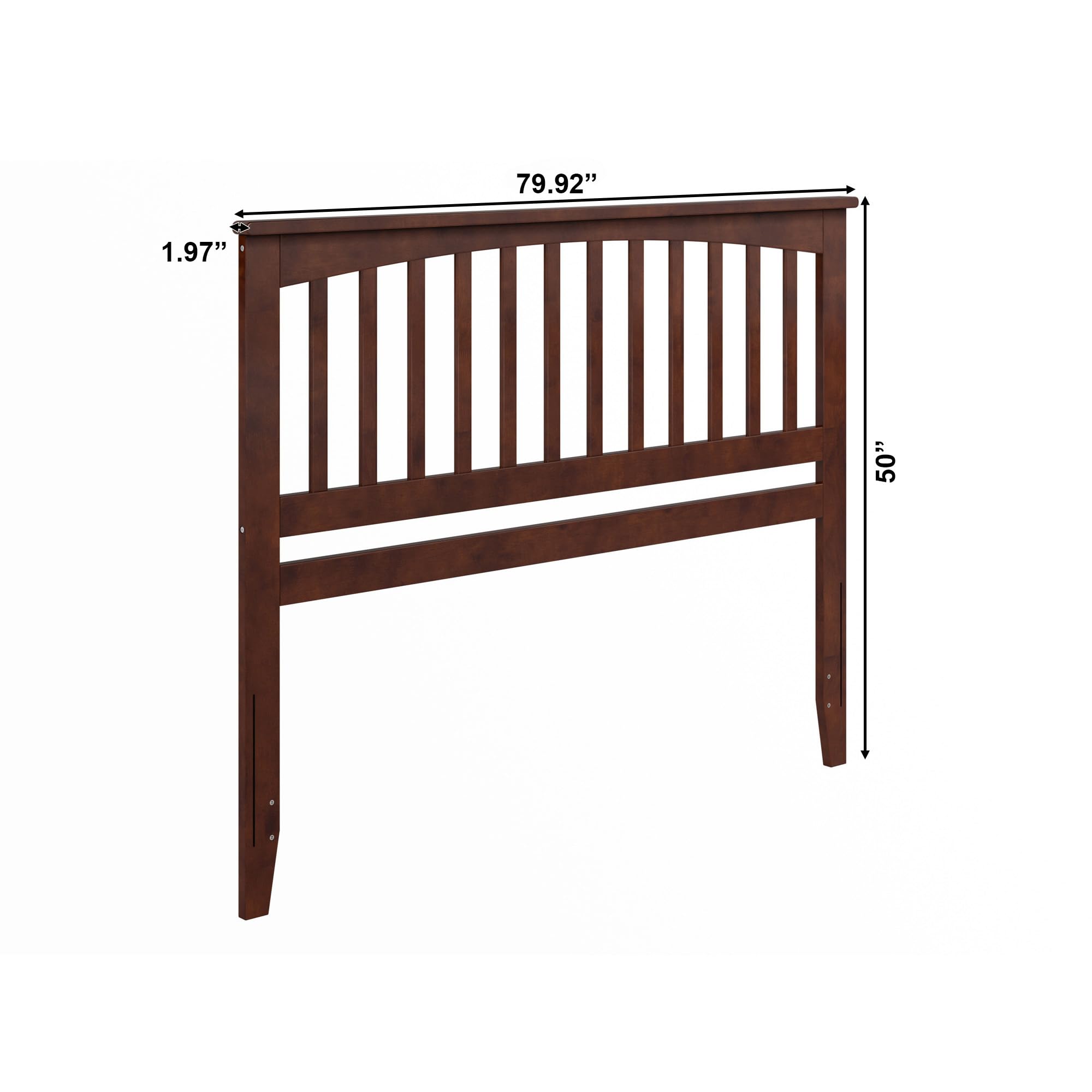 AFI Mission Queen Solid Wood Headboard with USB Charging Ports - Walnut Finish for Bedroom Decor - Perfect for Modern and Farmhouse Style Homes