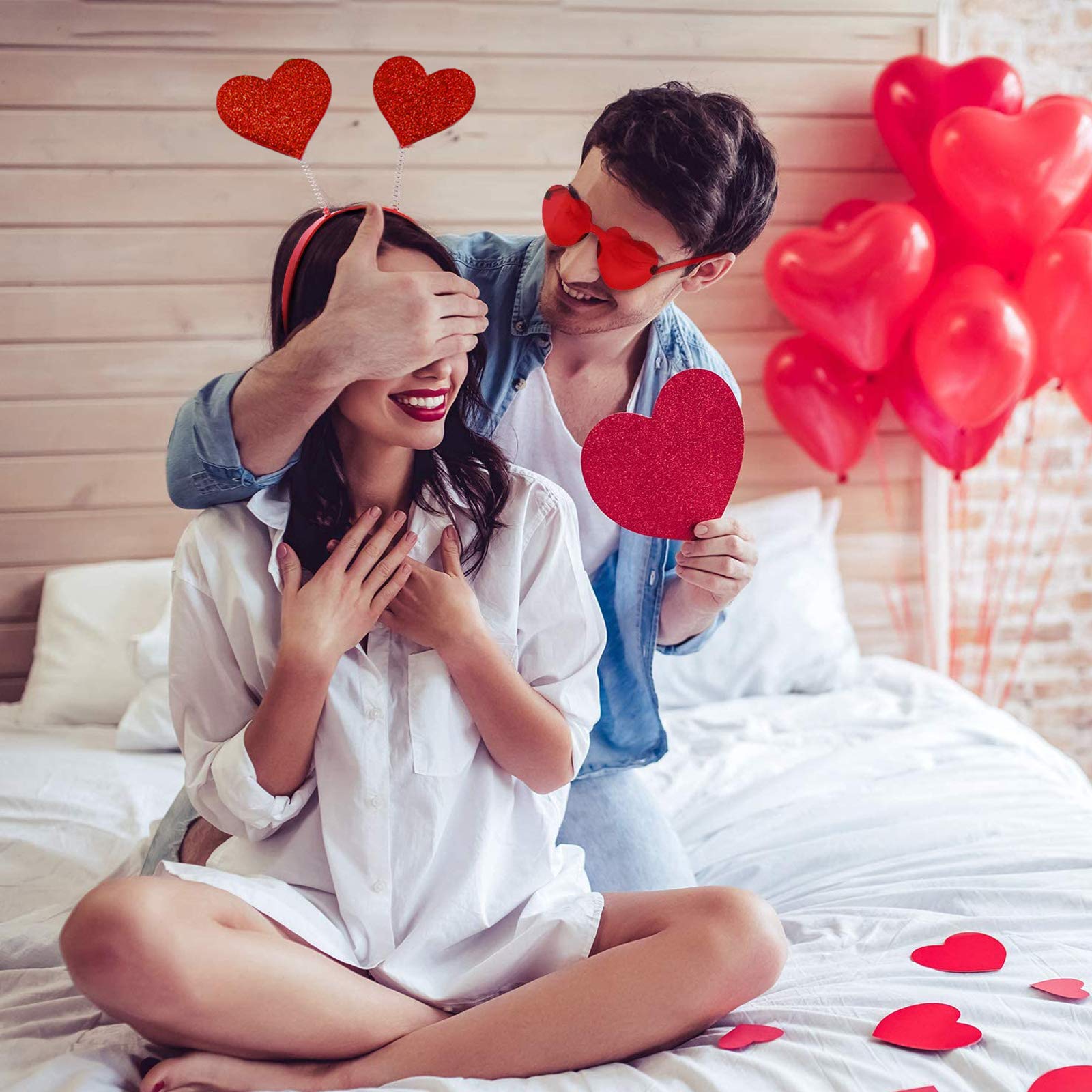 Valentine's Day Heart Headbands & Heart Sunglasses - Fun Party Accessories for Weddings, Birthdays, Holidays & Costume Events - Perfect for Photo Booths, Themed Parties & Celebrations