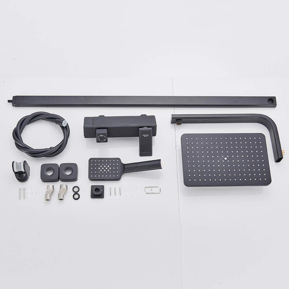 Premium Matte Black Brass Shower Mixer Faucet with Adjustable Shower Head - Modern Bathroom Fixture for Spa-Like Shower Experience