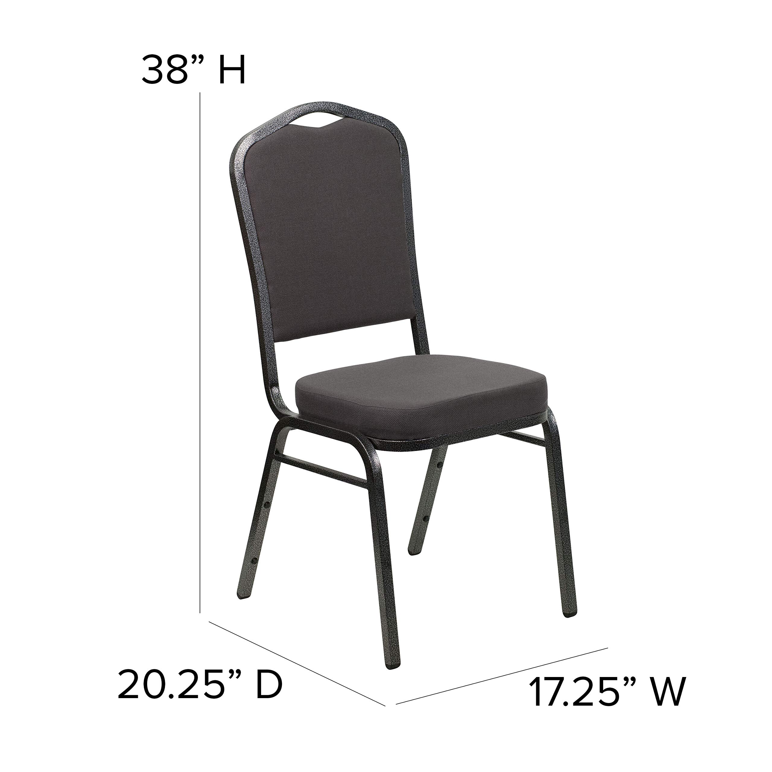 EMMA + OLIVER Crown Back Stacking Banquet Chair - Gray Fabric with Silver Vein Frame - Perfect for Weddings, Events & Banquet Halls