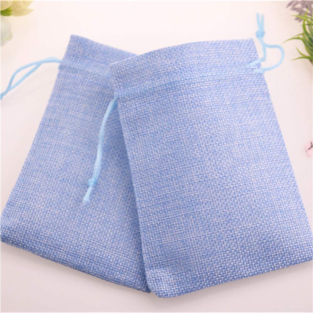 30 Pack Light Blue Burlap Drawstring Bags 4x5.5 Inch - Natural Jute Gift Pouches for Wedding Favors, Jewelry Packaging, Party Decor & DIY Crafts - Eco-Friendly Small Favor Bags for Bridal Shower, Baby Shower & Handmade Gifts