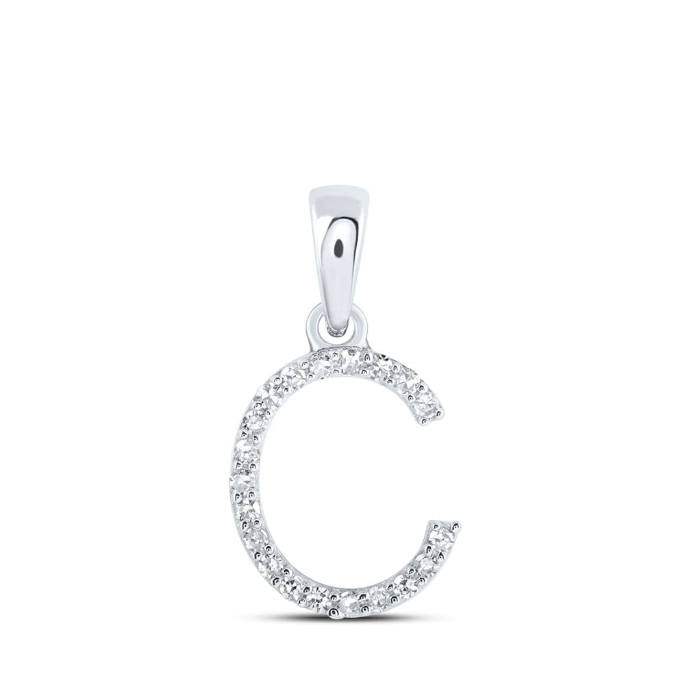 10kt White Gold Women's Round White Diamond Initial 