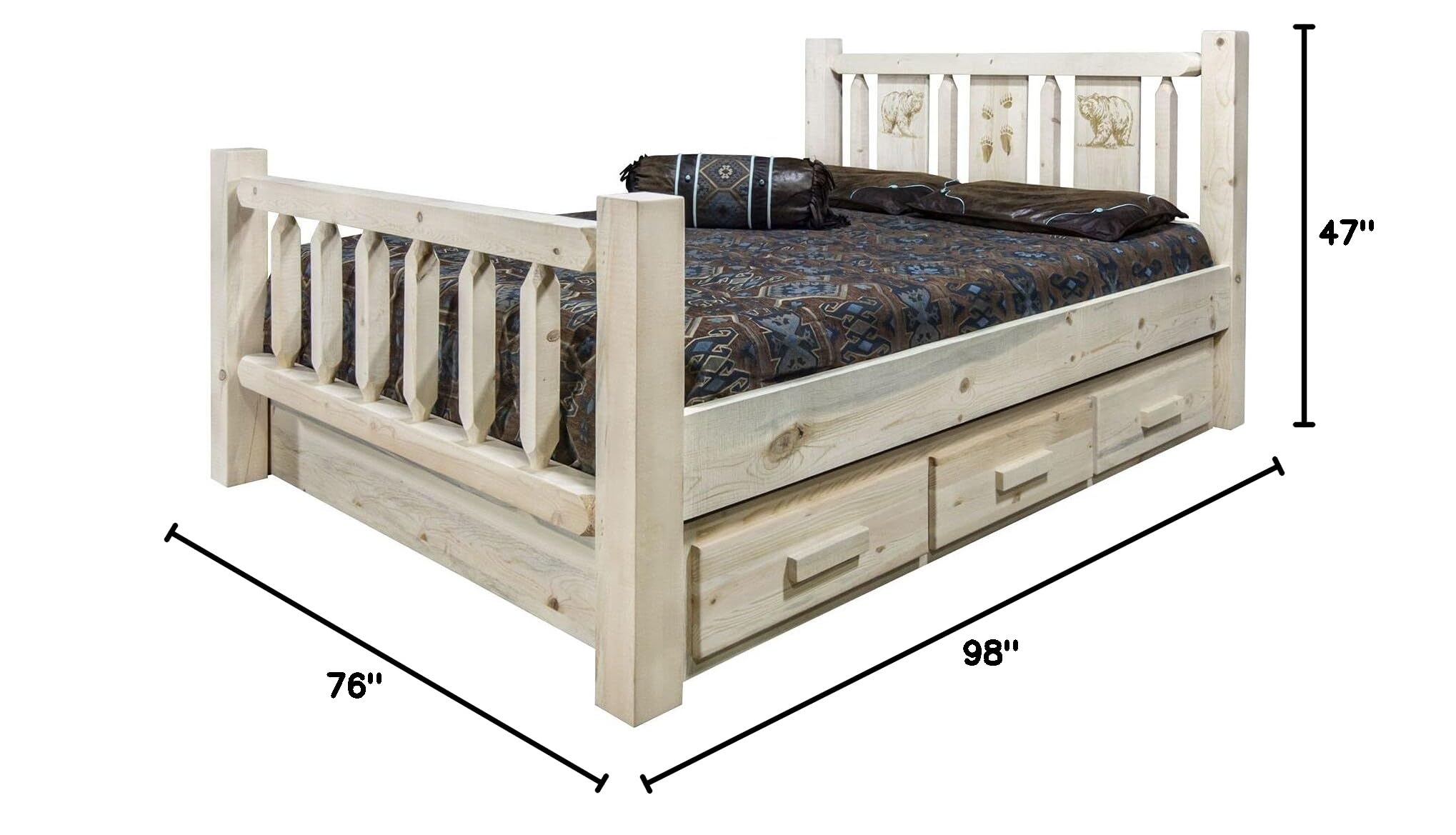 Montana Log Collection Solid Wood Homestead California King Bed Frame - Rustic Bedroom Furniture for Cabin, Lodge & Ranch Style Homes
