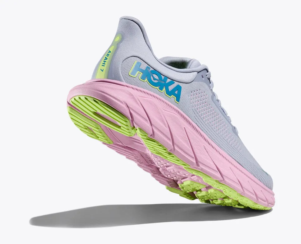 HOKA Women's Arahi 7 Wide Running Shoes - Gull/Pink Twilight | Stability & Cushion for Road Running, Jogging, Walking