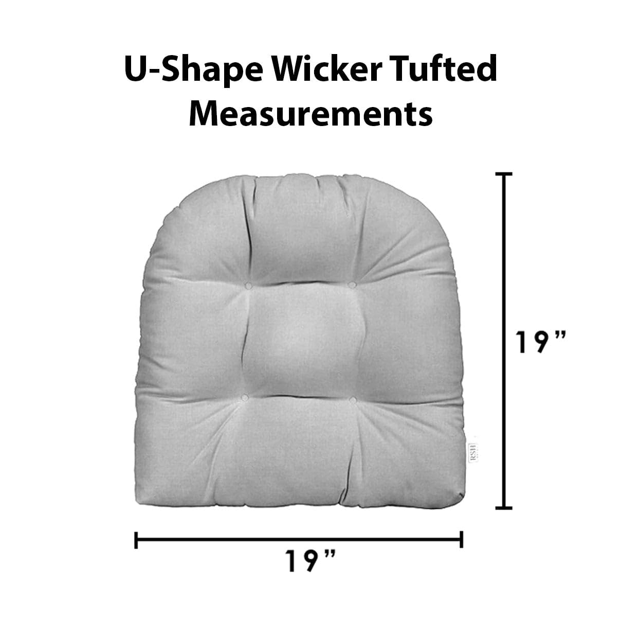 RSH DECOR: Sunbrella Tufted Wicker U-Shape Cushions Set of 2 | 19” x 19” Waterproof Fade-Resistant Outdoor Patio Furniture Cushions | Performance Fabric for Sofa, Chair & Loveseat | Perfect for Poolside, Deck & Garden Relaxation