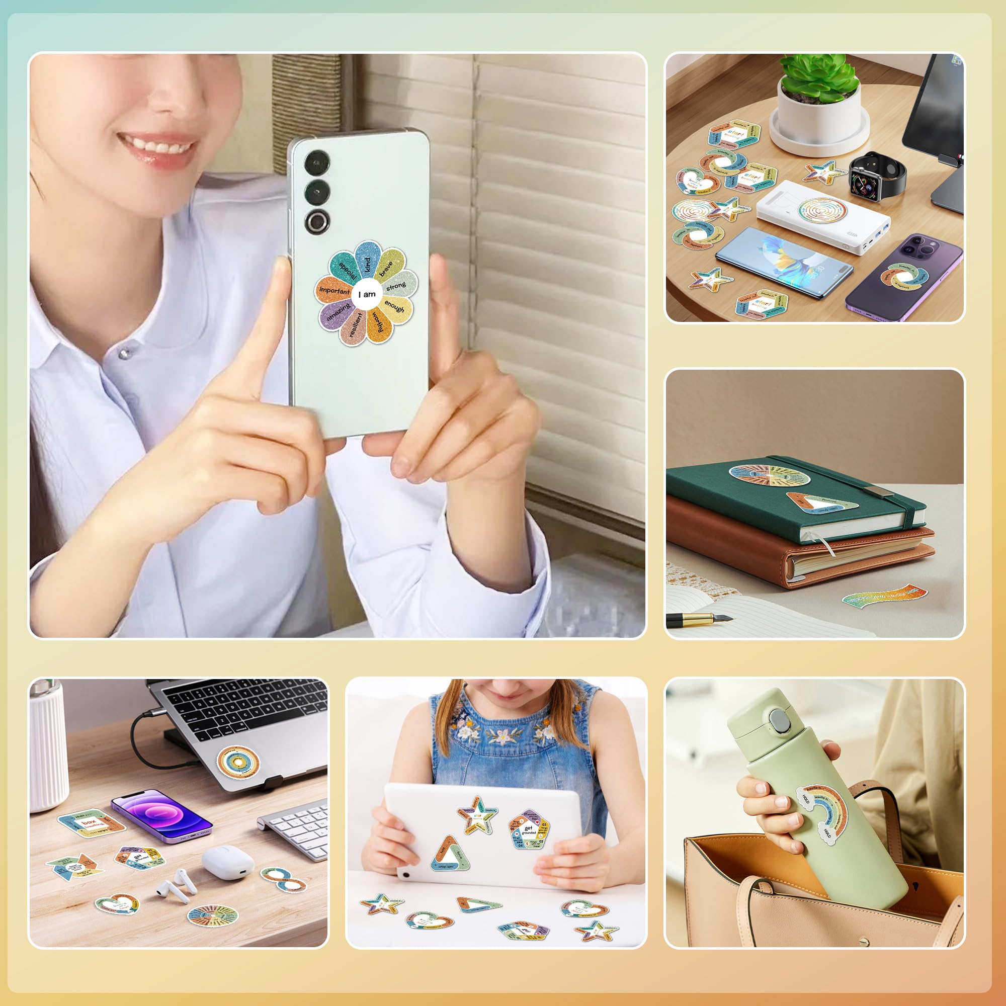 75Pcs Calm Strips for Anxiety Relief - Textured Sensory Stickers for Stress & Focus - Waterproof Fidget Stickers for Adults & Kids - Perfect for Classrooms, Therapy, and Home Use - Boho Design (75)