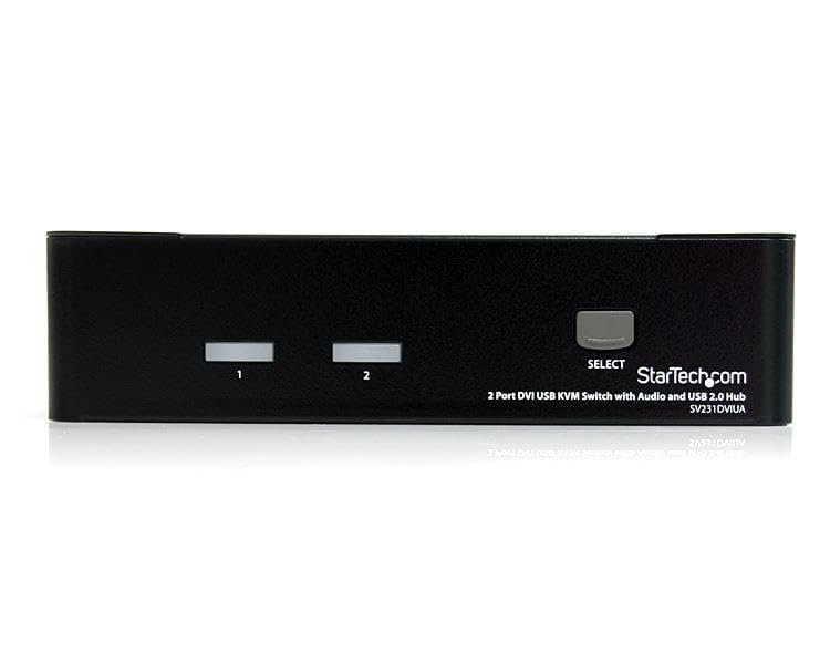 StarTech.com 2 Port USB DVI KVM Switch with Hot-Key Switching & Audio Support - 1920x1200 Resolution for Dual Monitor Setup - Ideal for Home Office, Gaming & IT Workstations (SV231DVIUA)