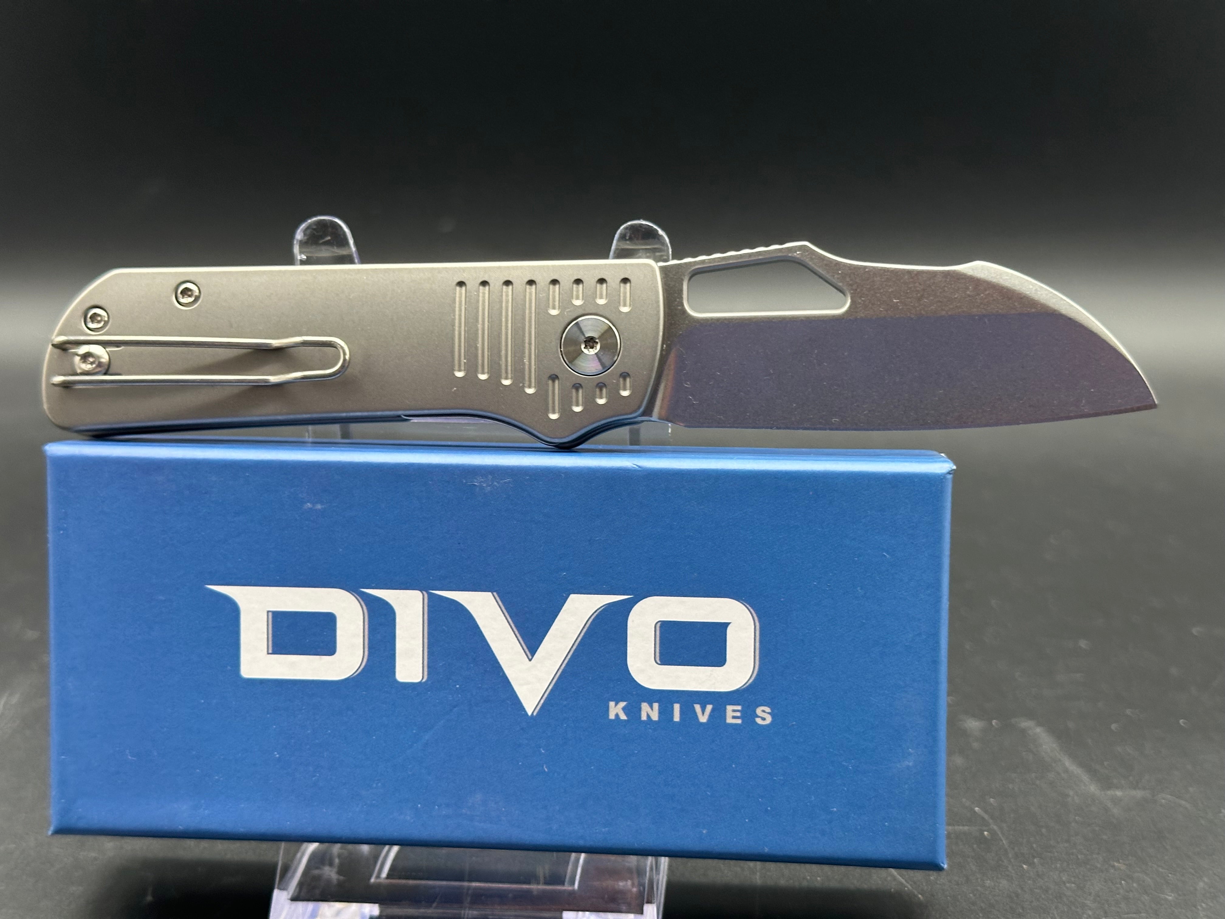Premium Pony Stout Folding Knife - Beadblasted Stonewashed Titanium Handle & S90V Steel Blade - Perfect for EDC, Camping, Hunting and Outdoor Survival