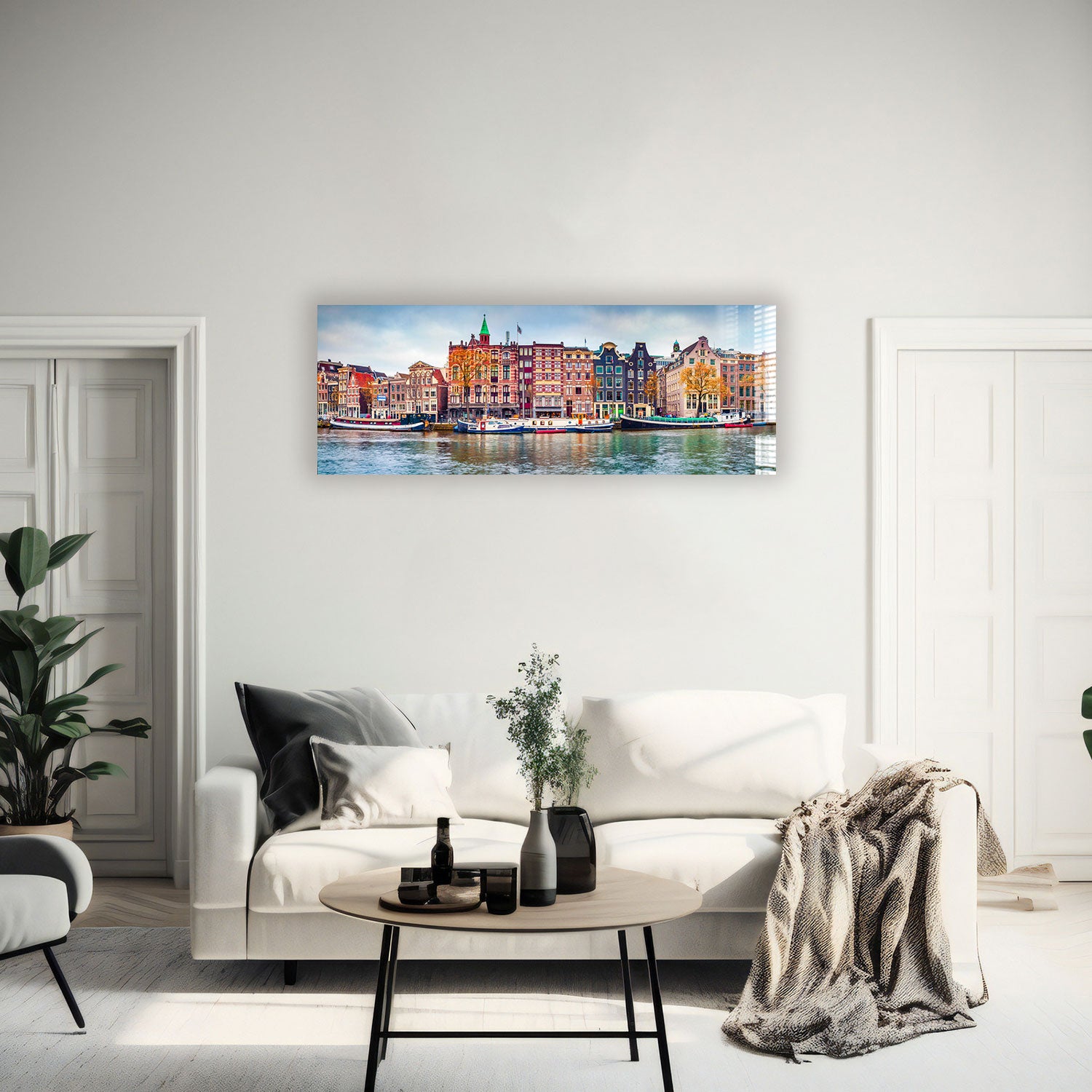 Amsterdam Panoramic Wall Art - Stunning Cityscape Canvas Print for Home & Office Decor - Perfect for Living Room, Bedroom, or Office Wall Display