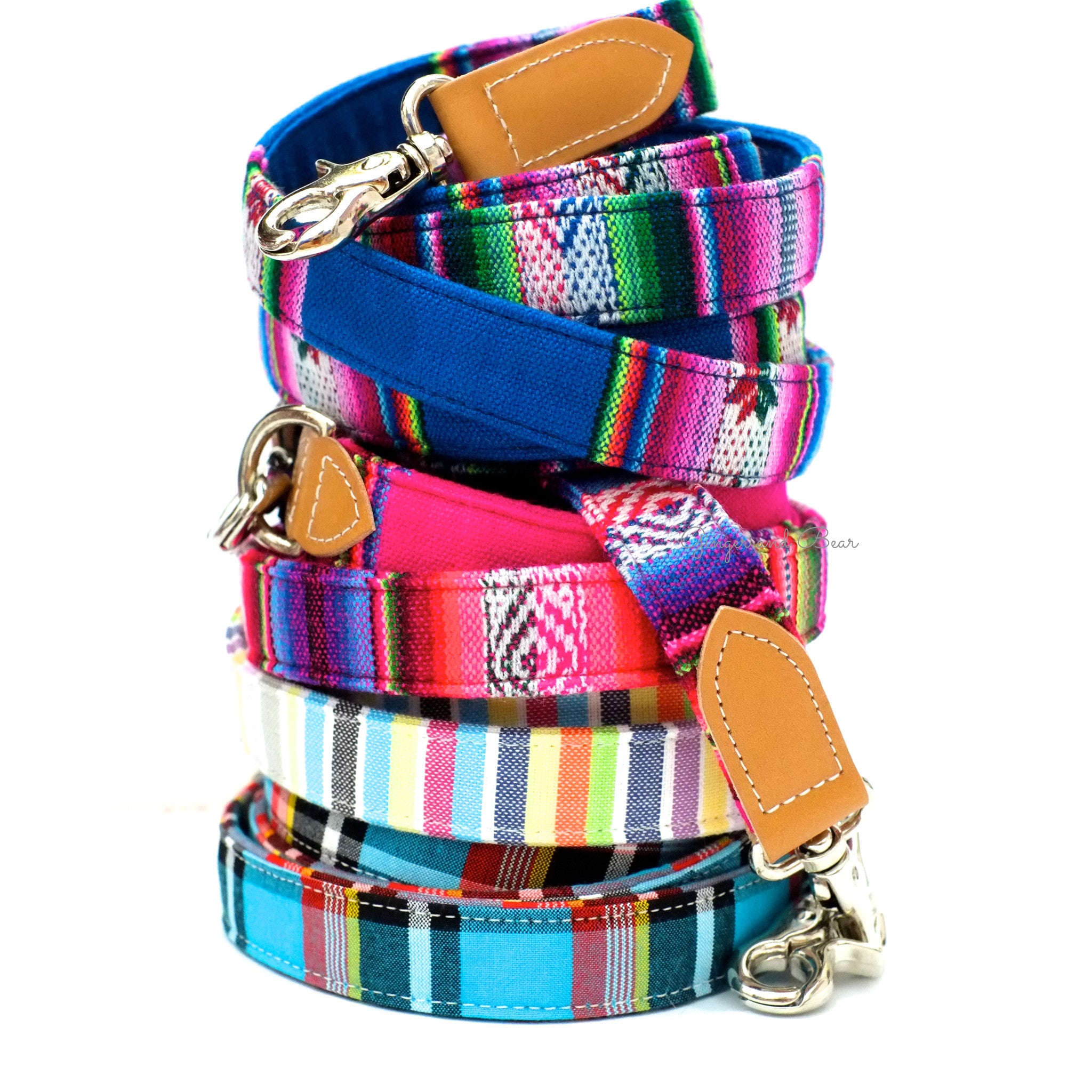 Hiro+Wolf Hands-Free Dog Leash - Blue Inca Print | Adjustable Waist Strap for Running, Hiking & Walking Pets | No Pull Reflective Safety Leash for Medium to Large Dogs