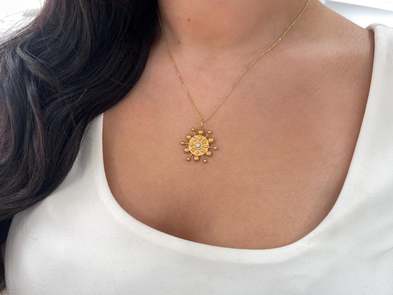 0.15tcw 14K Solid Gold Natural Diamond Celestial Pendant Necklace for Women - Perfect for Everyday Wear, Gift Giving & Special Occasions