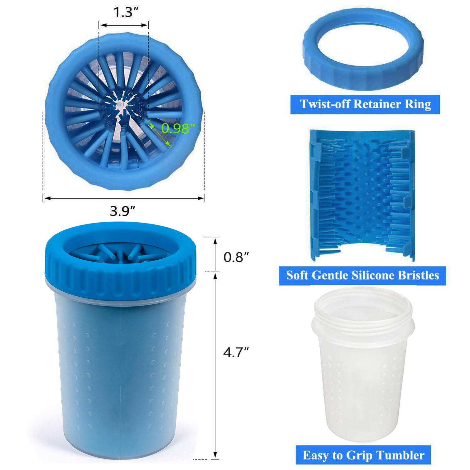 2 Pack Portable Dog Paw Cleaner - Pet Foot Washer for Medium Dogs & Cats - Muddy Buddy Paw Cleaner for Indoor & Outdoor Use - Blue