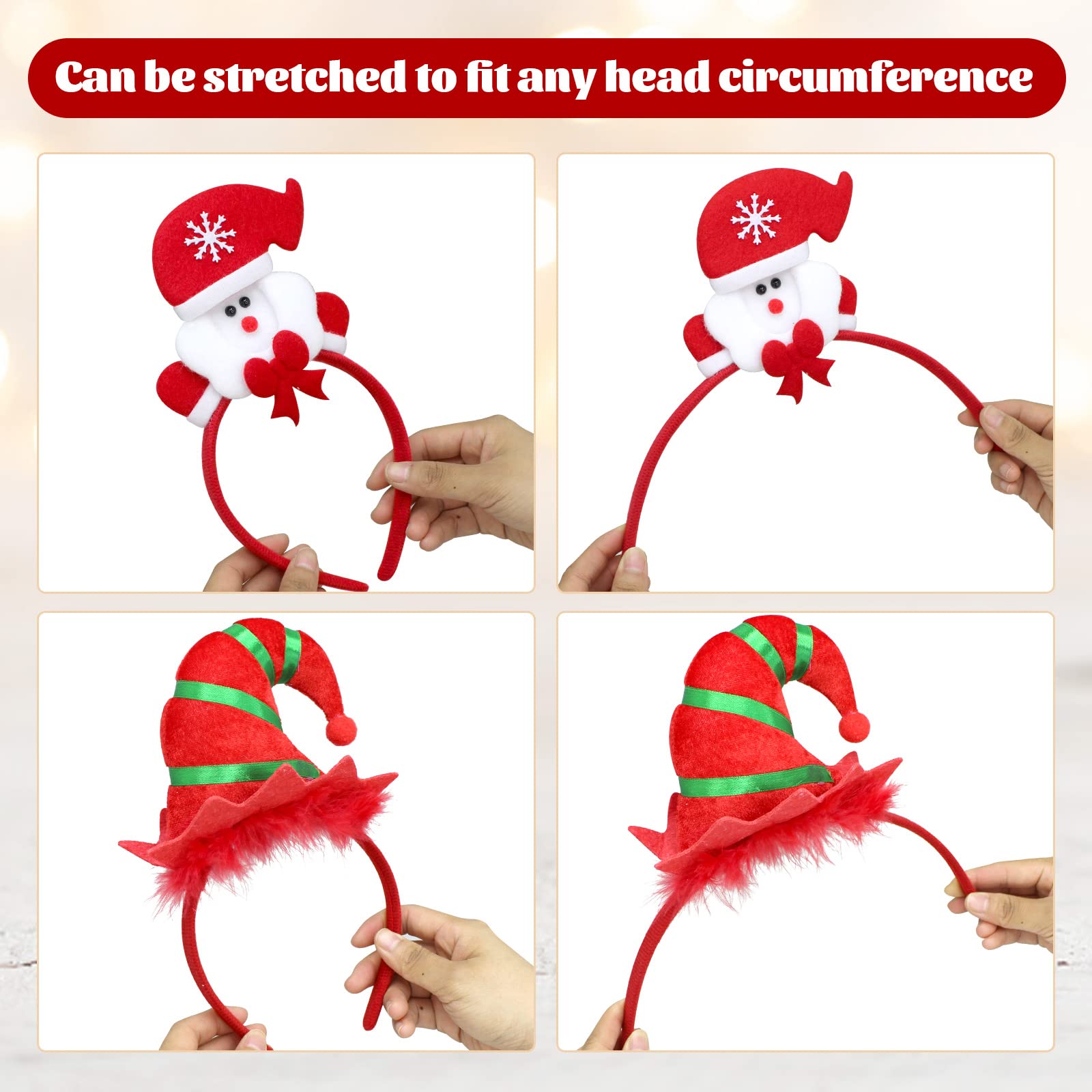 7 Pack Christmas Headbands for Women, Girls & Kids - Festive Holiday Hair Accessories for Xmas Party, Family Gatherings & Photo Shoots