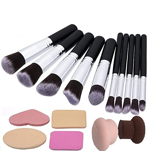 Professional 10-Piece Makeup Brush Set with 6-in-1 Beauty Blender & Sponge - Premium Foundation, Face Powder & Eyeshadow Brushes (16-Piece Kit) for Flawless Makeup Application - Perfect for Daily Use, Travel & Professional Makeup Artists