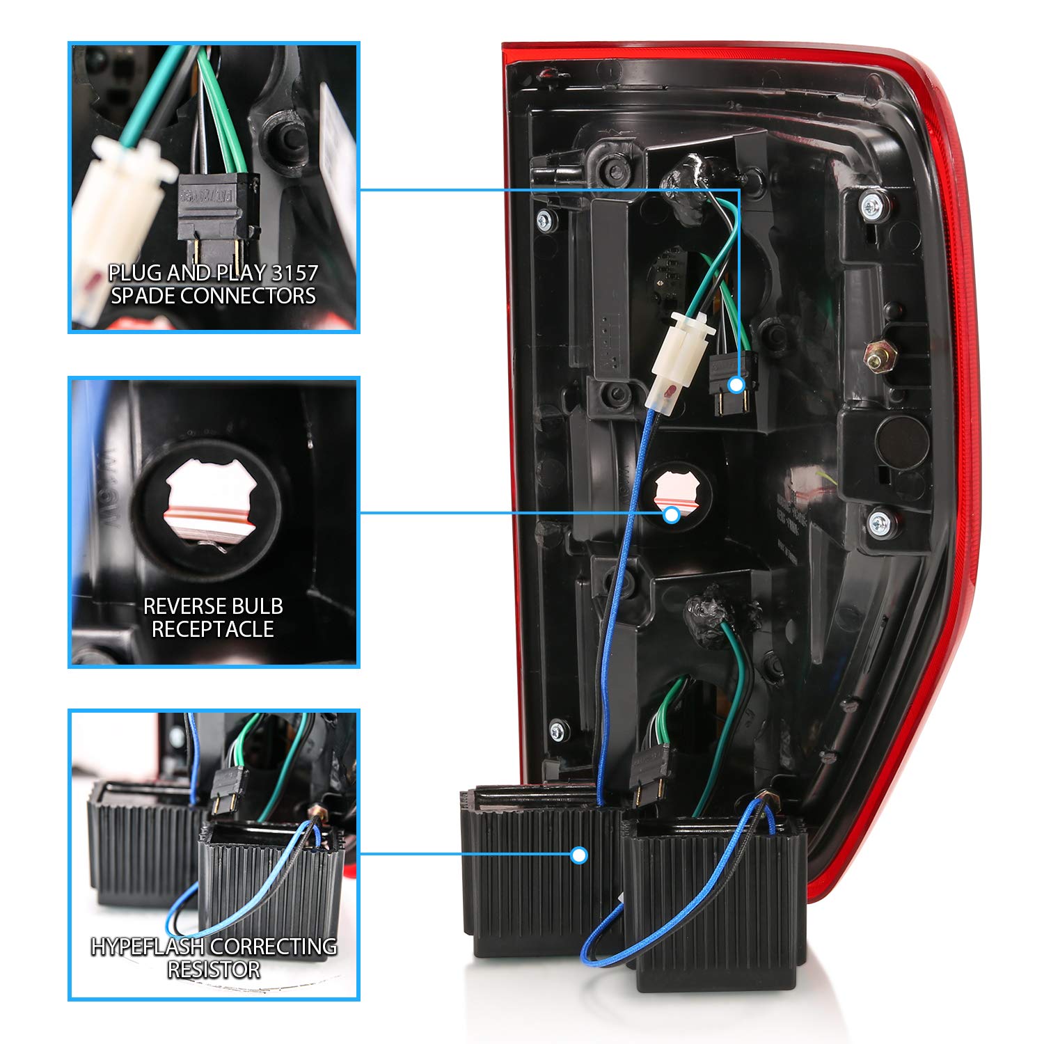 AmeriLite Red/Clear LED Bar Replacement Brake Tail Lights Set for Ford F-150 (Passenger & Driver Side) - Durable & Bright LED Lights for Enhanced Safety & Style on Trucks & Off-Road Vehicles