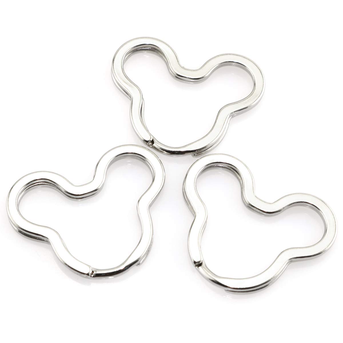 Heyous 10 Pack Creative Silver Flat Key Rings - DIY Metal Key Holder Keychain with Mickey Mouse Shape - Perfect for Home, Office, Car Keys and Gift Giving