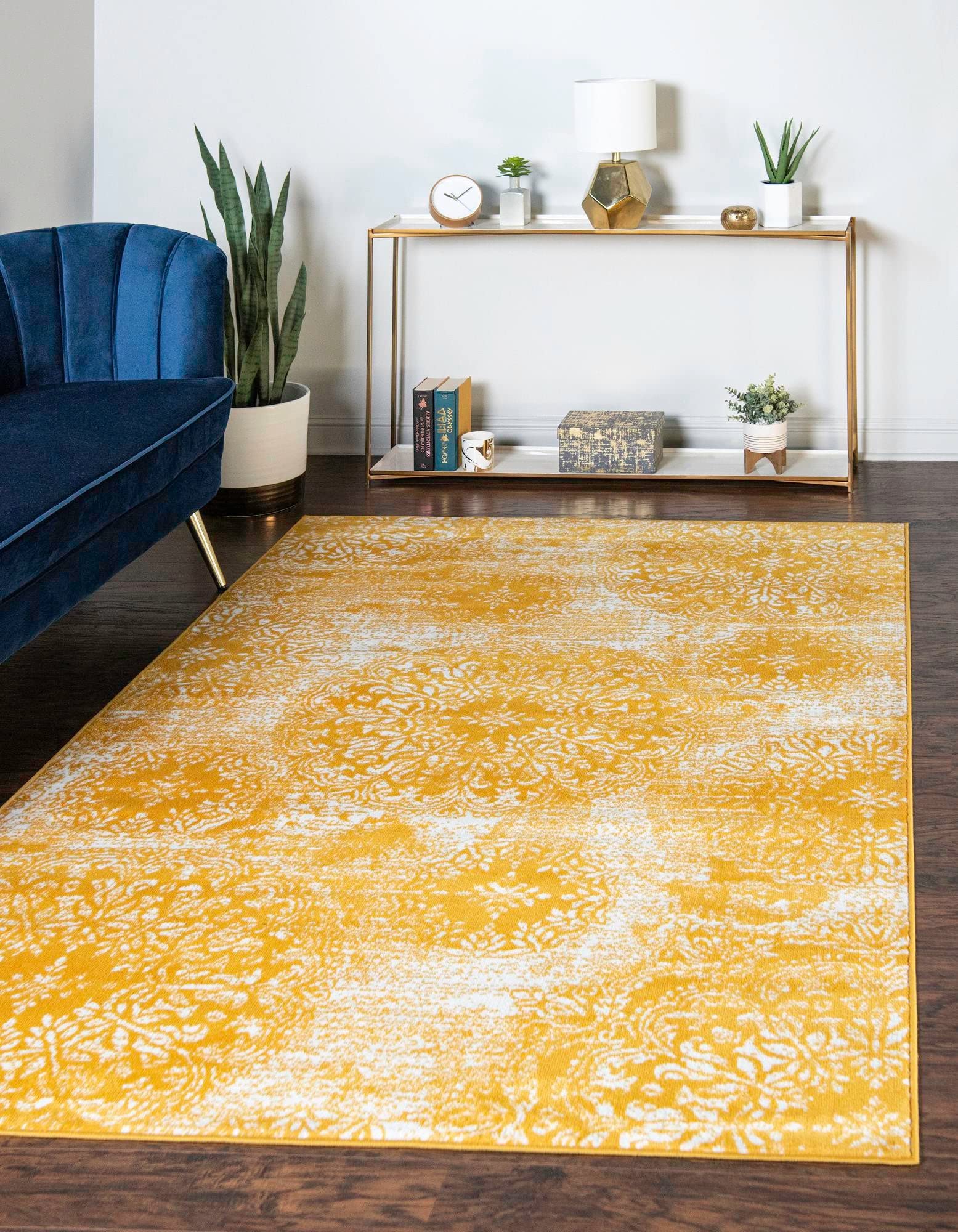 Rugs.com Monte Carlo Collection 5' x 8' Yellow Medium Area Rug - Soft Living Room Carpet, Dining Room Floor Mat for Open Floor Plans | Home Decor, Bedroom Accent