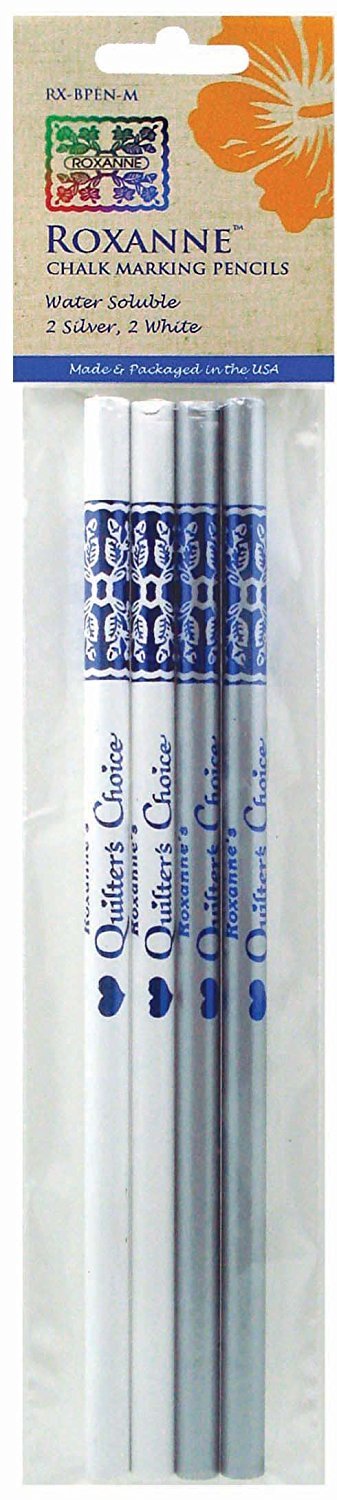 Water Soluble Chalk Marking Pencils - 4 Pack (White & Silver) for Fabric Tailoring, Sewing Patterns & Temporary Markings on Clothes