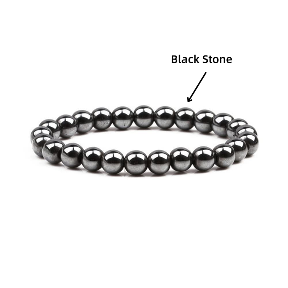 Natural Lava Rock Beads Bracelet Set for Men & Women - Stretchable Adjustable Braided Rope Gemstone Elastic Bracelets (3-Piece Set) for Meditation, Yoga, Fashion & Gift Giving