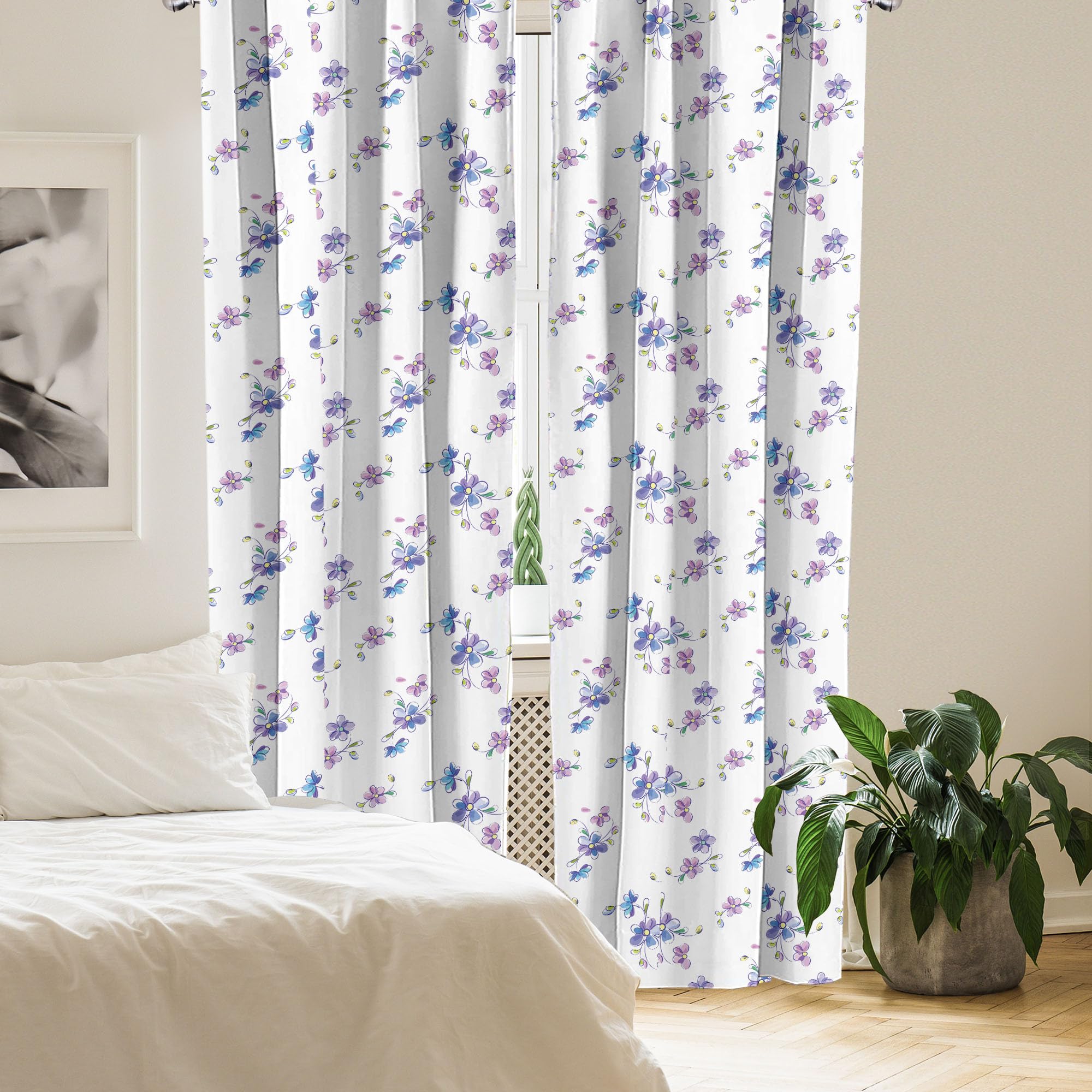 Ambesonne Floral Curtains - Romantic Flower Bouquet Design, 2 Panel Set (28