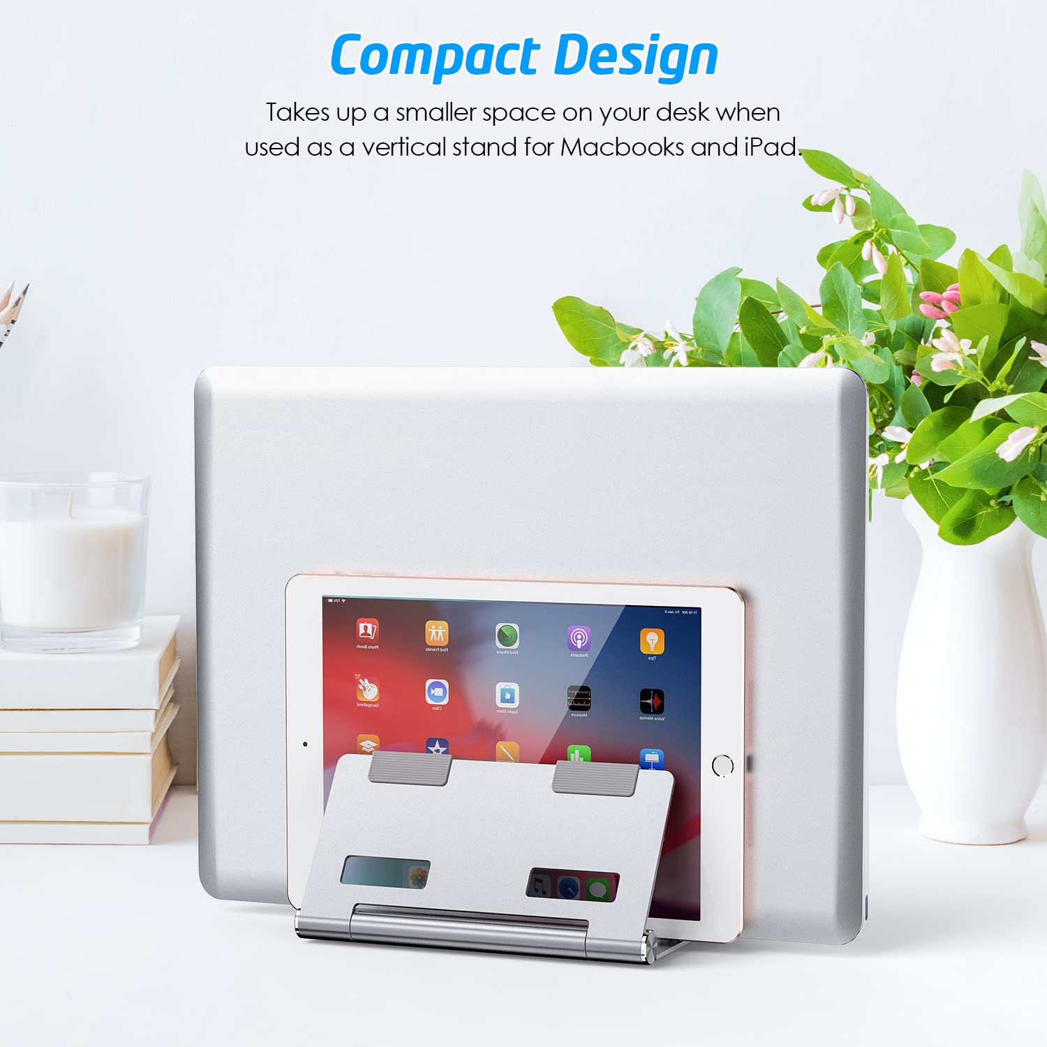 WixGear 3-in-1 Adjustable Laptop Stand Riser & Holder - Portable Foldable Computer Stand for MacBook, iPad, Notebook - Perfect for Home Office, Travel & Workspace Ergonomics