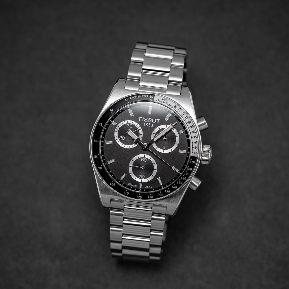PR516 40mm Black Quartz Chronograph Watch with Stainless Steel Bracelet - Perfect for Men's Casual, Business & Formal Wear