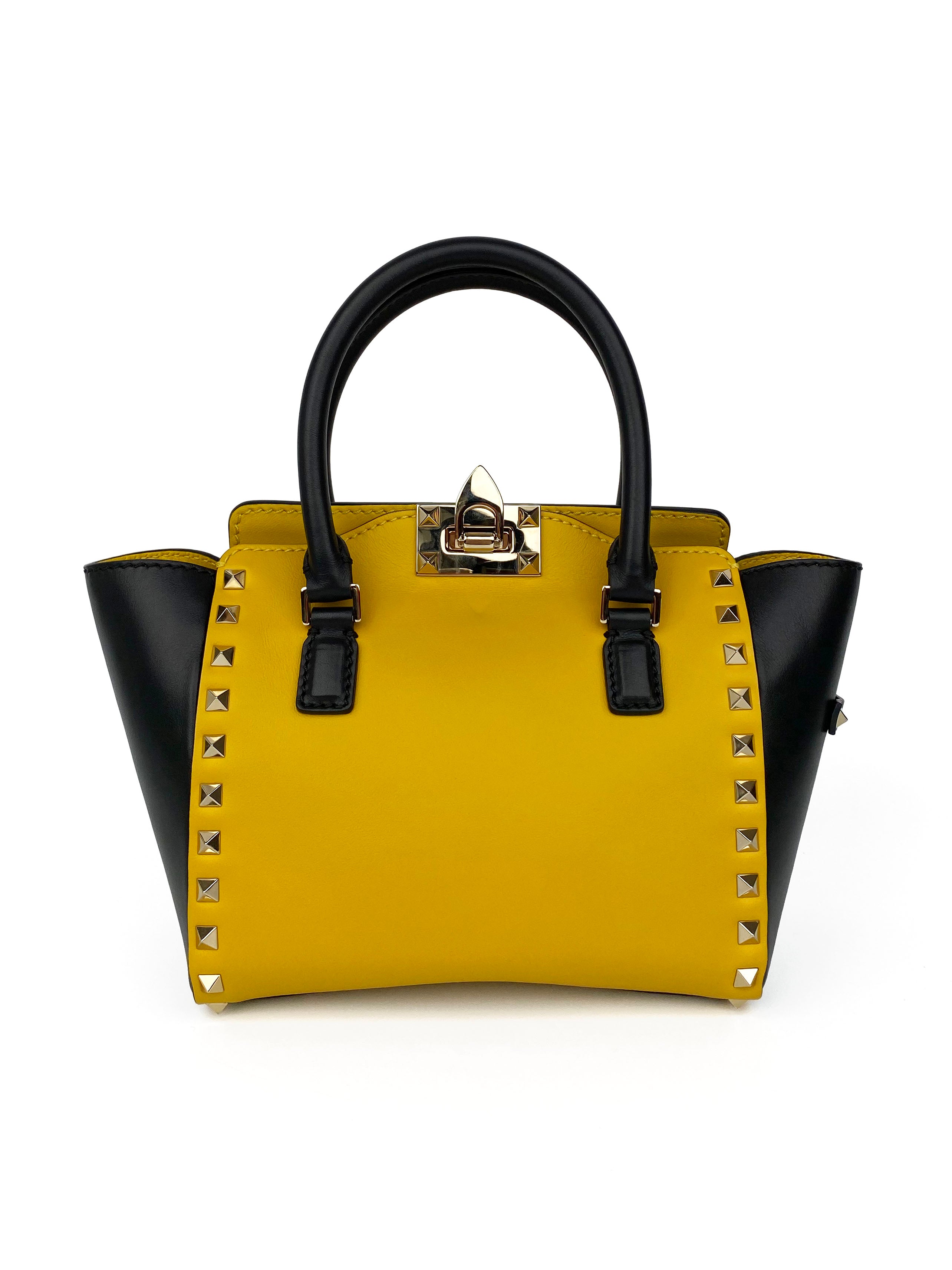 Valentino Black & Yellow Rockstud Handbag for Women | Luxury Designer Shoulder Bag | Perfect for Evening Parties, Date Nights & Special Occasions