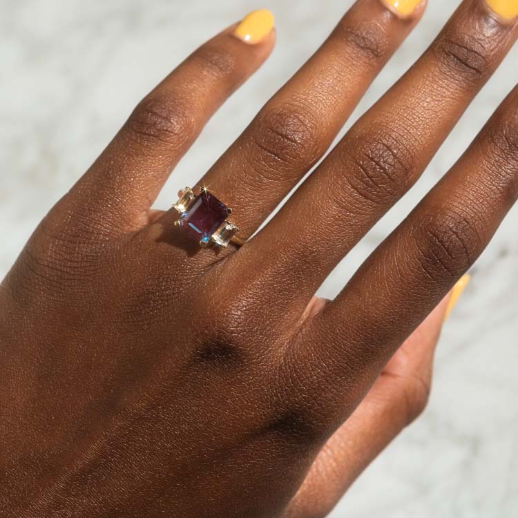 Elegant Alexandrite & White Topaz Ring for Women | Durable Sterling Silver Jewelry Gift for Anniversary, Birthday & Special Occasions