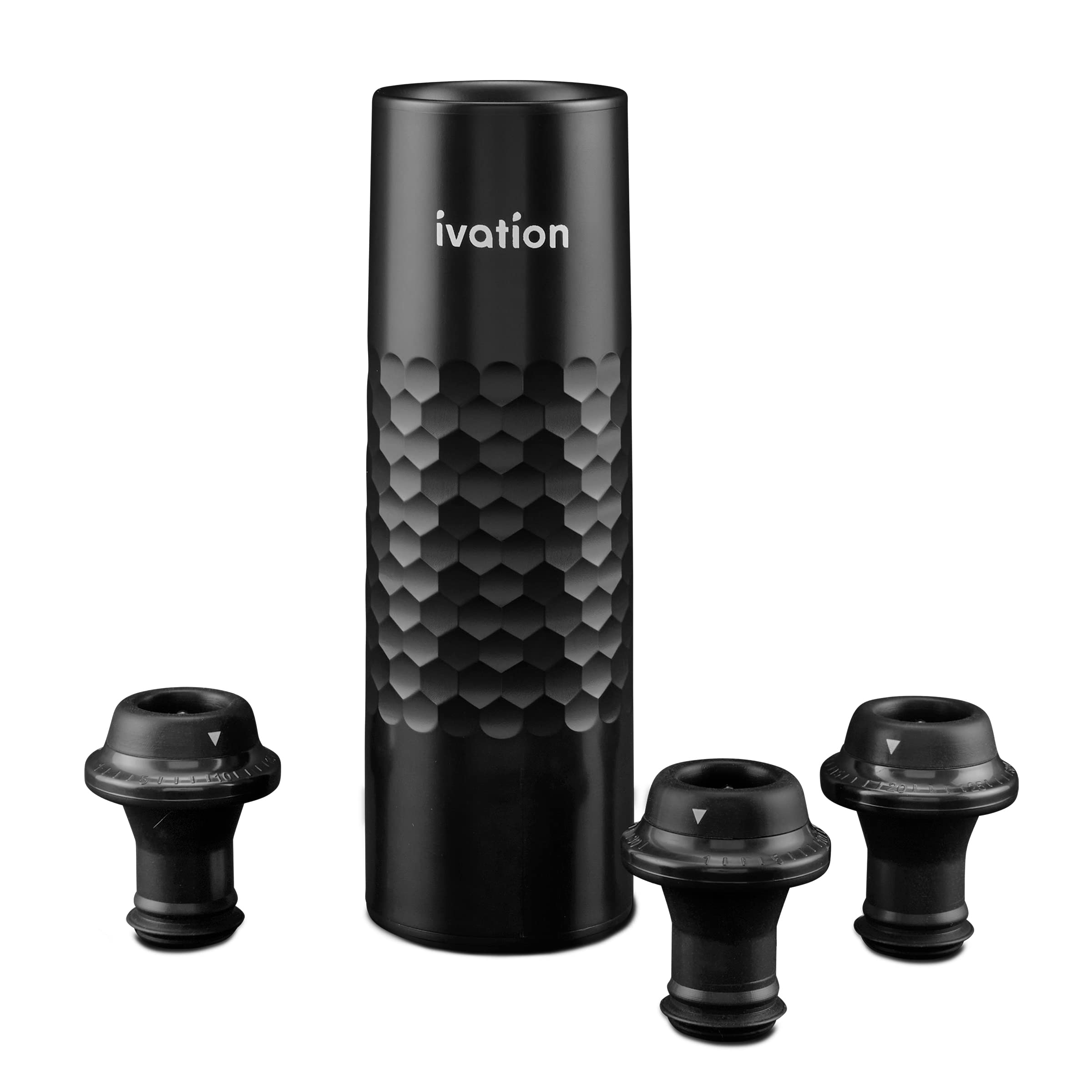 Ivation Rechargeable Wine Saver Pump with 4 Reusable Stoppers - 6-Piece Wine Preservation Kit with Automatic Vacuum Sealer & USB Charger - Perfect for Home Bars, Parties and Wine Storage