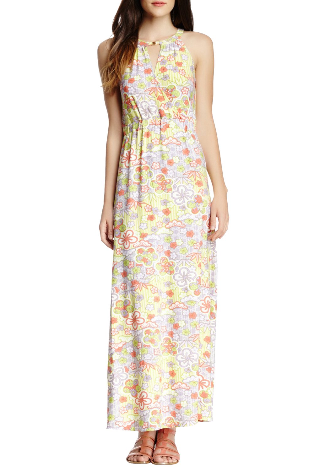 VERTIGO PARIS Women's Floral Print Halter Maxi Dress - Summer Beach Wedding Party Dress with Pockets, Boho Chic Long Dress for Vacation, Date Night & Special Occasions