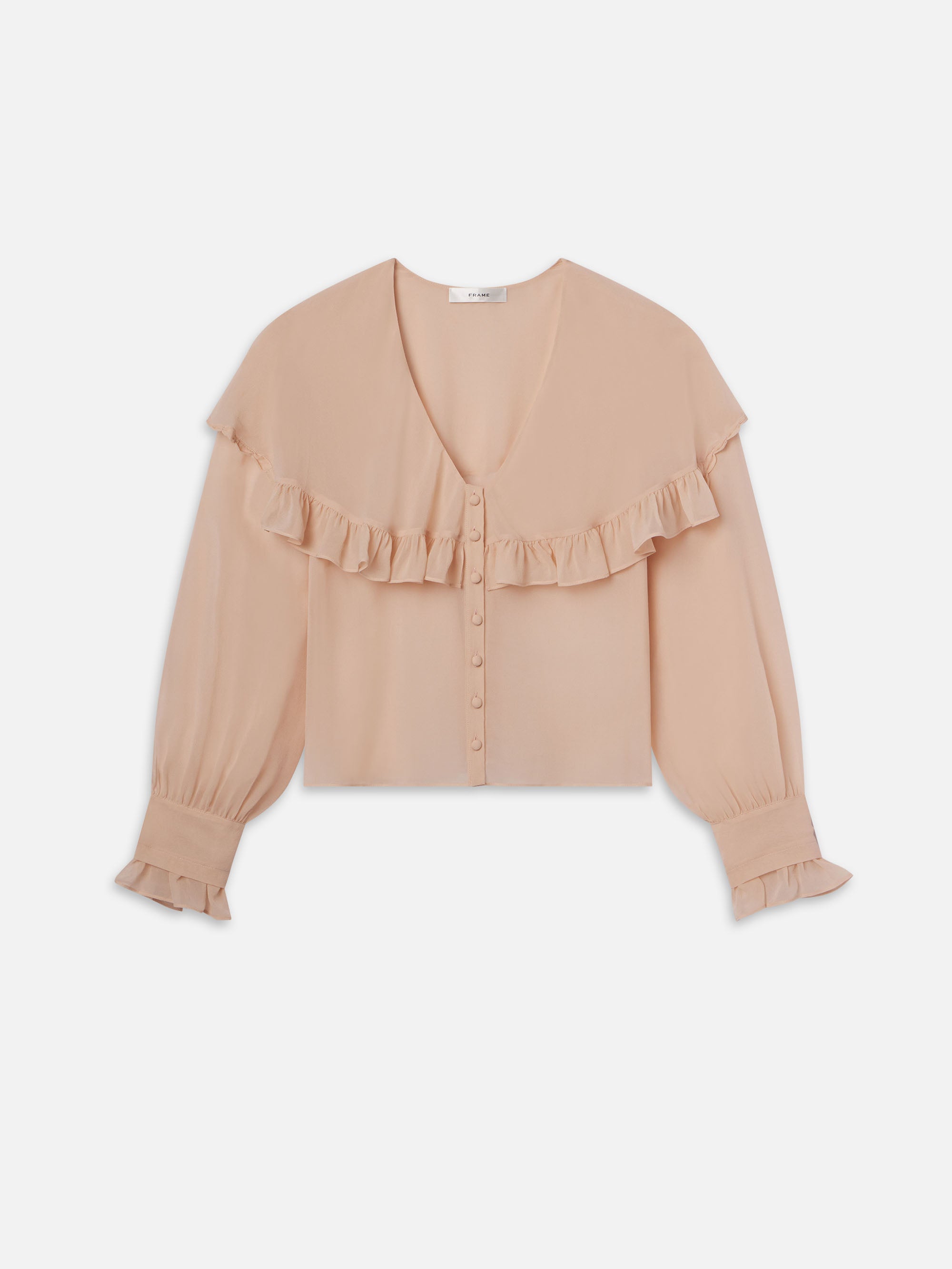 Sheer Ruffle Blouse for Women - Light Petal Pink Flowy Top - Perfect for Spring Outfits, Date Nights & Office Wear